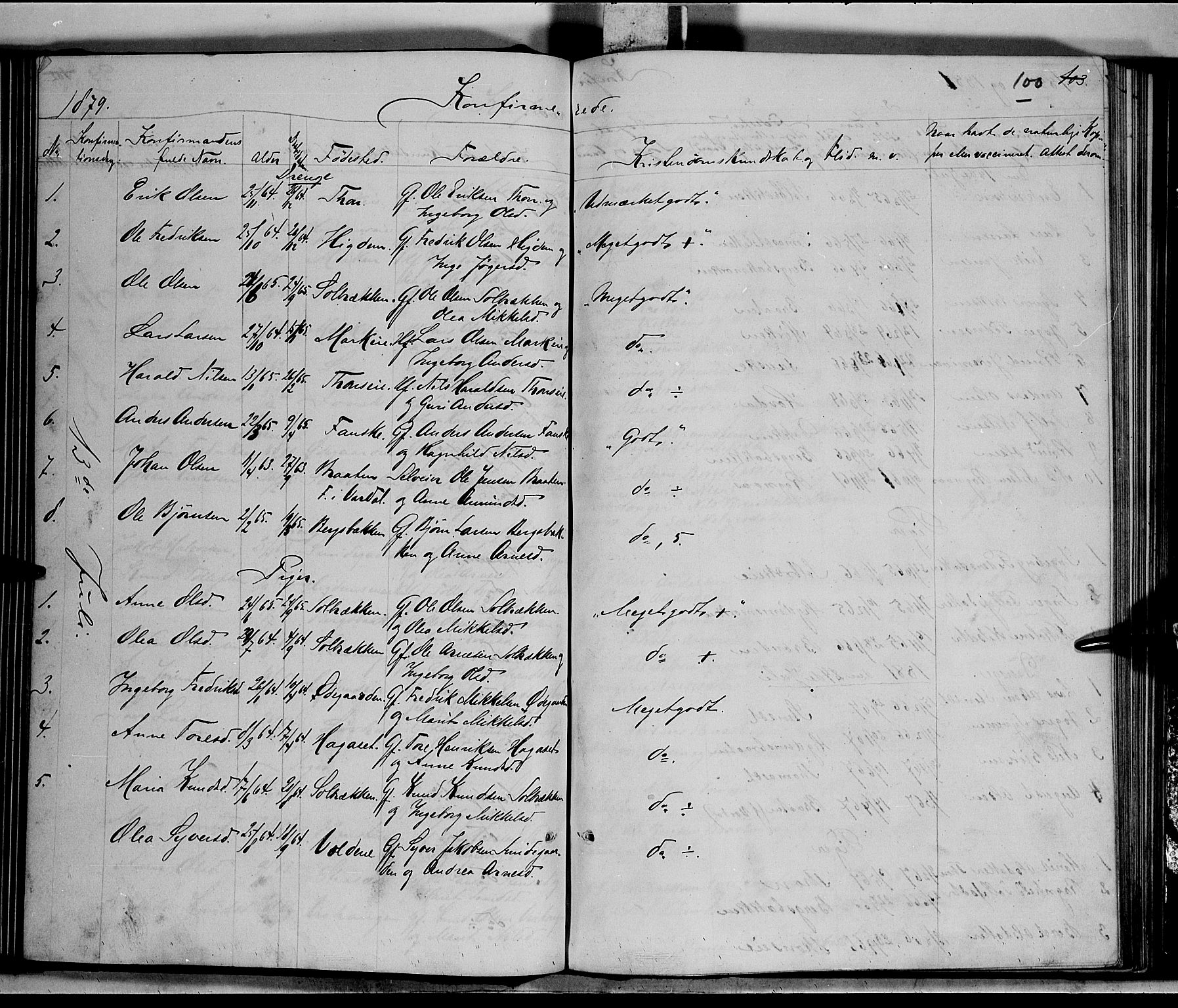 Nord-Aurdal prestekontor, AV/SAH-PREST-132/H/Ha/Hab/L0005: Klokkerbok nr. 5, 1876-1895, s. 100