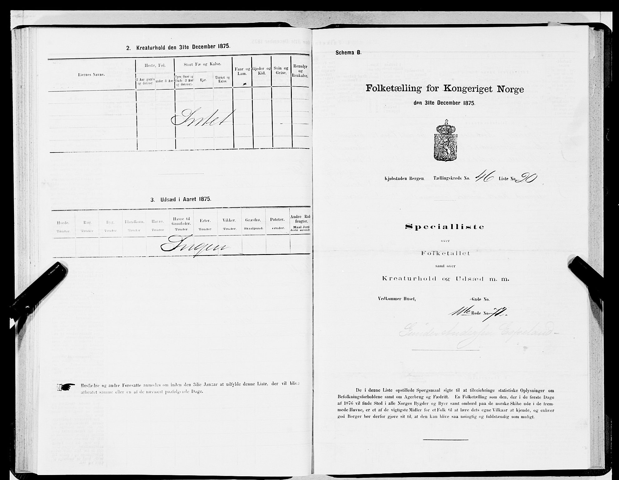 SAB, Folketelling 1875 for 1301 Bergen kjøpstad, 1875, s. 2423