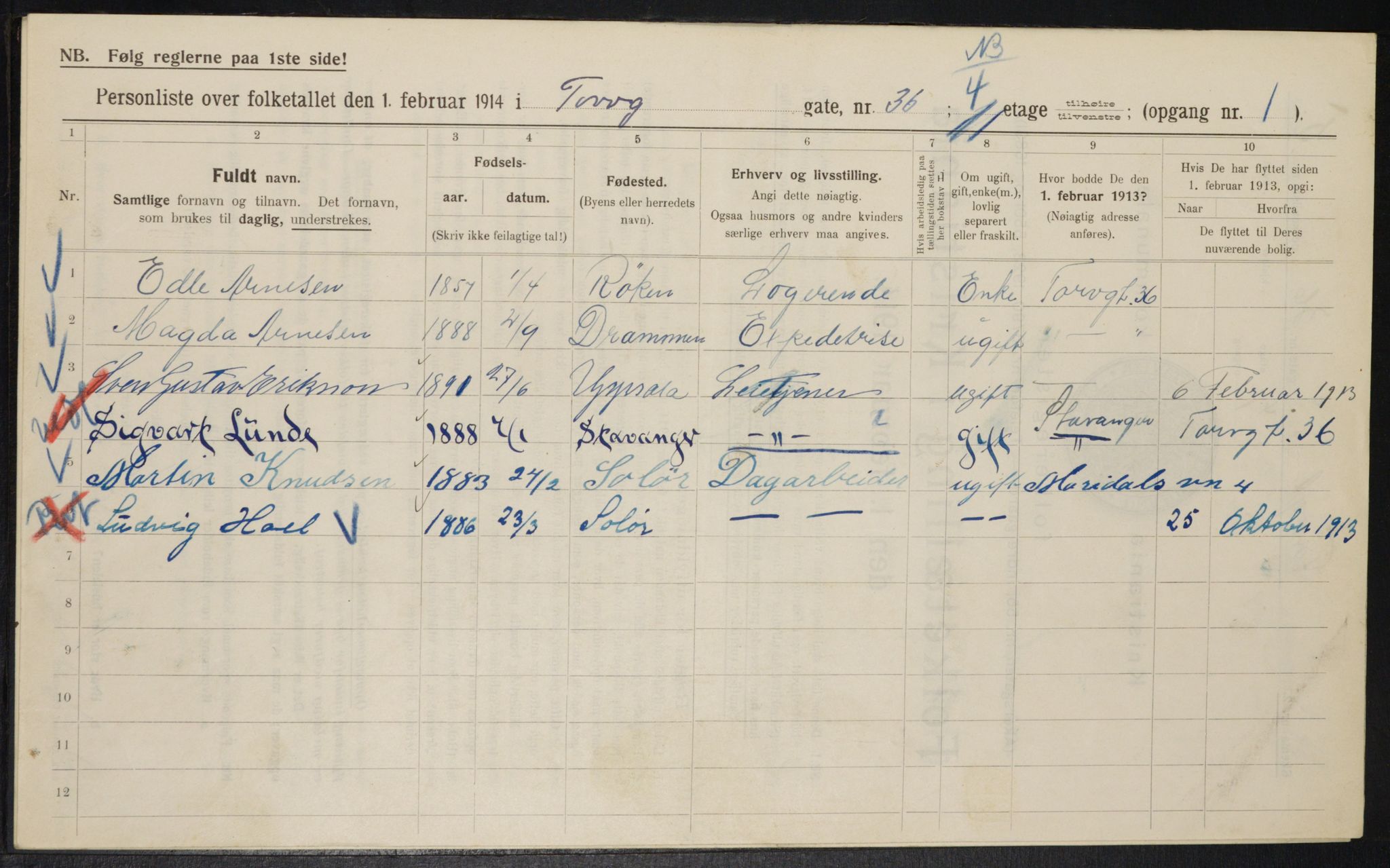 OBA, Kommunal folketelling 1.2.1914 for Kristiania, 1914, s. 115128