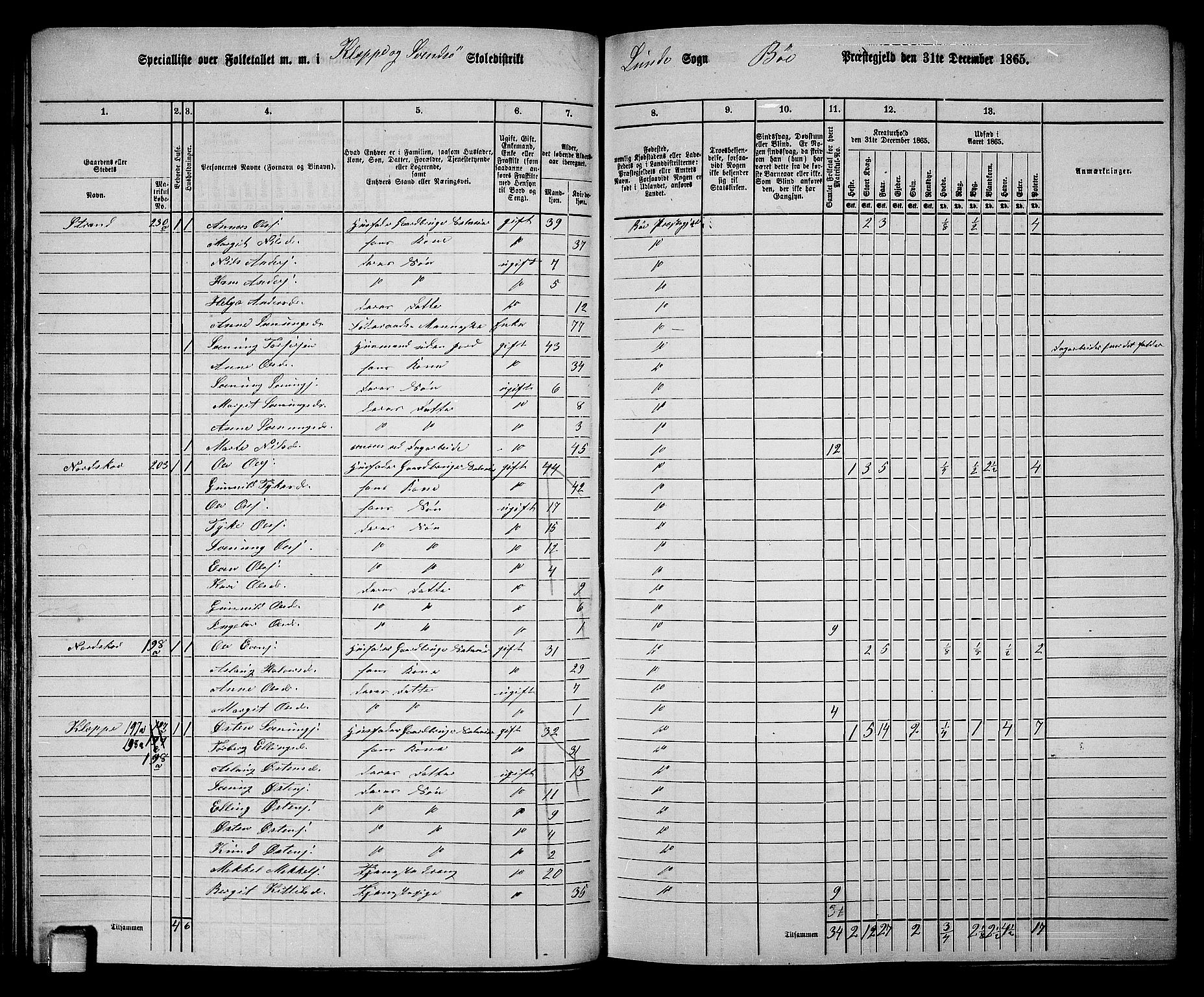 RA, Folketelling 1865 for 0821P Bø prestegjeld, 1865, s. 60