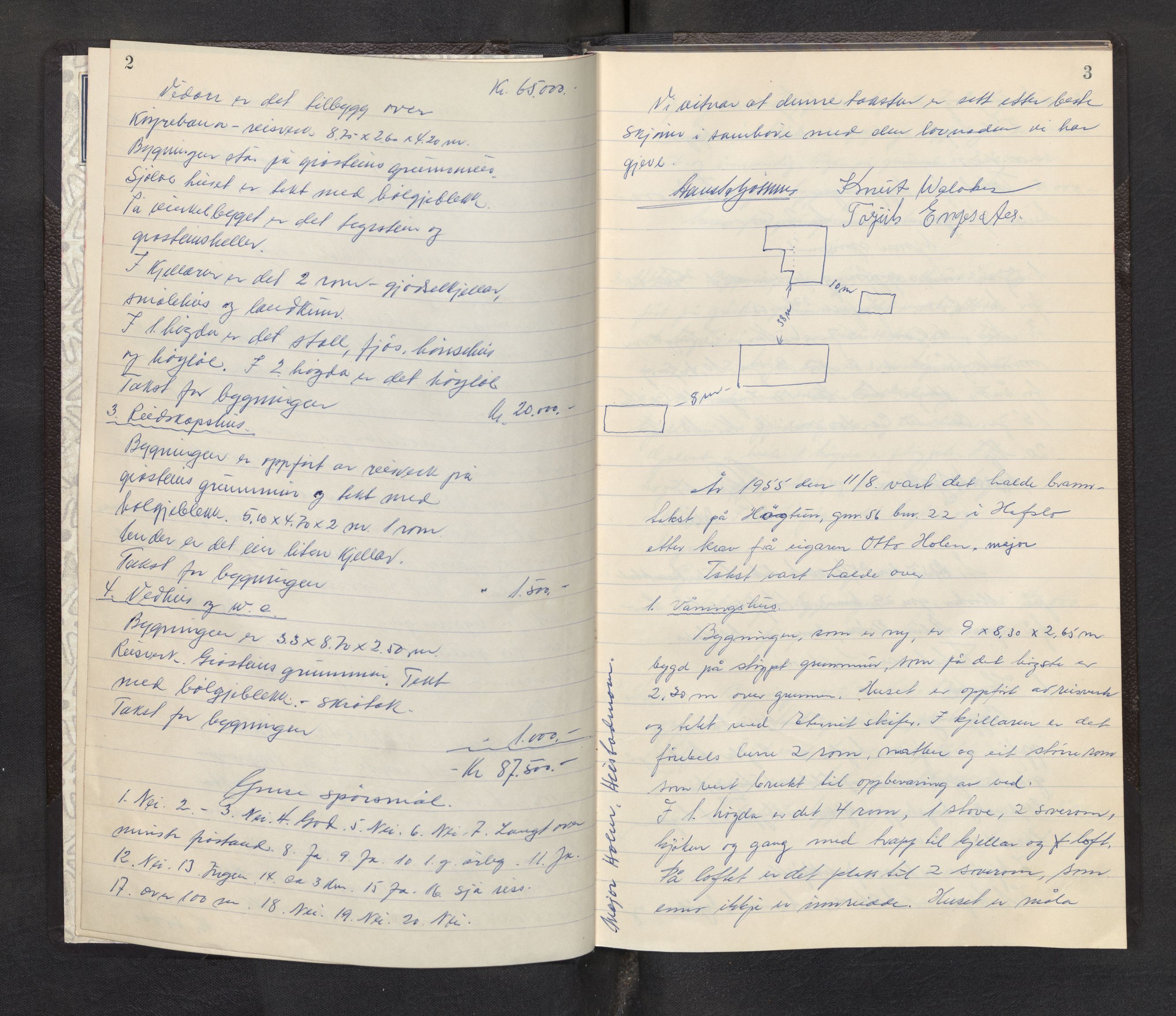 Lensmannen i Hafslo, AV/SAB-A-28001/0012/L0005: Branntakstprotokoll, 1955, s. 2-3