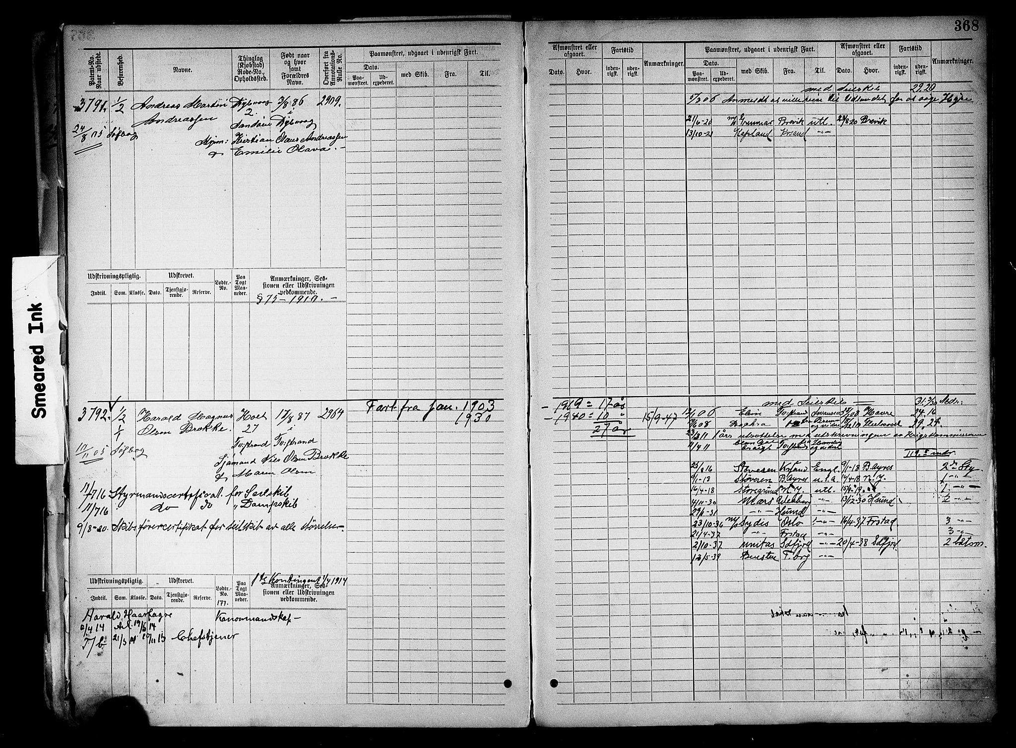 Tvedestrand mønstringskrets, AV/SAK-2031-0011/F/Fb/L0019: Hovedrulle nr 3057-3818, U-35, 1892-1906, s. 380