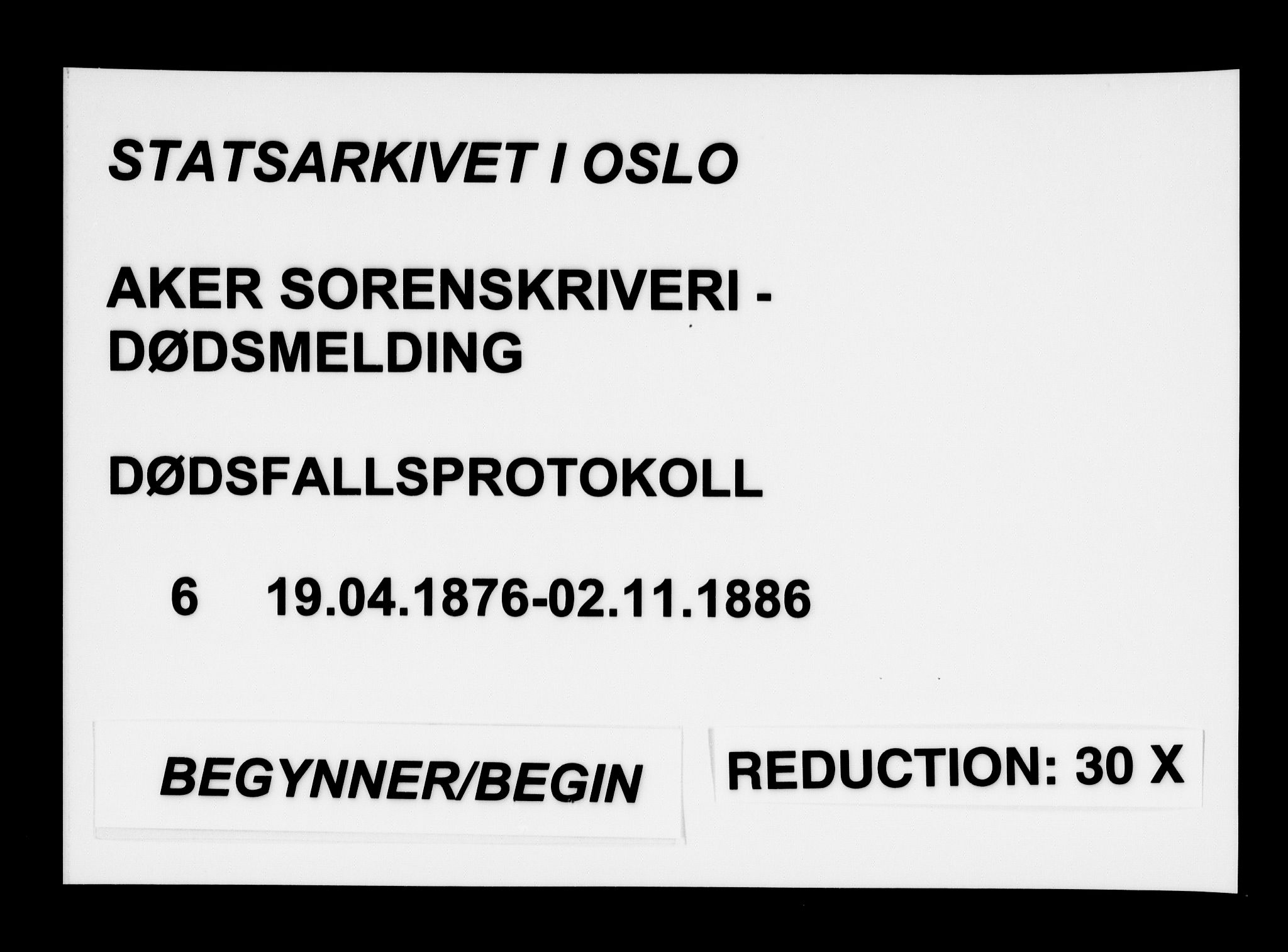 Aker sorenskriveri, AV/SAO-A-10895/H/Ha/Haa/L0006: Dødsanmeldelsesprotokoll, 1876-1886