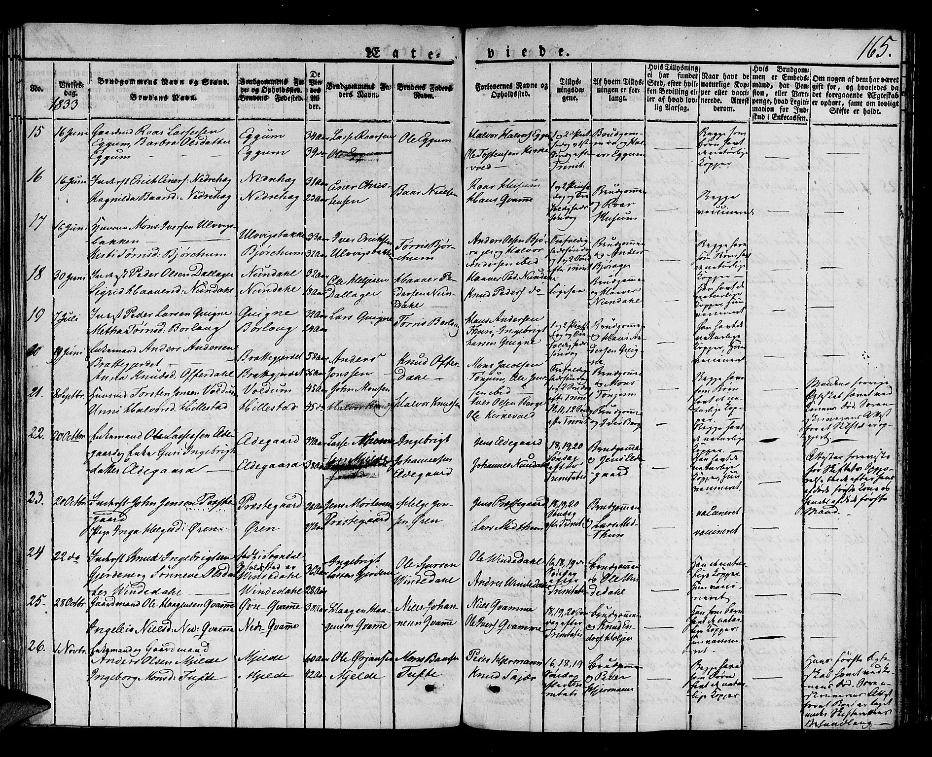 Lærdal sokneprestembete, AV/SAB-A-81201: Ministerialbok nr. A 5, 1822-1834, s. 165