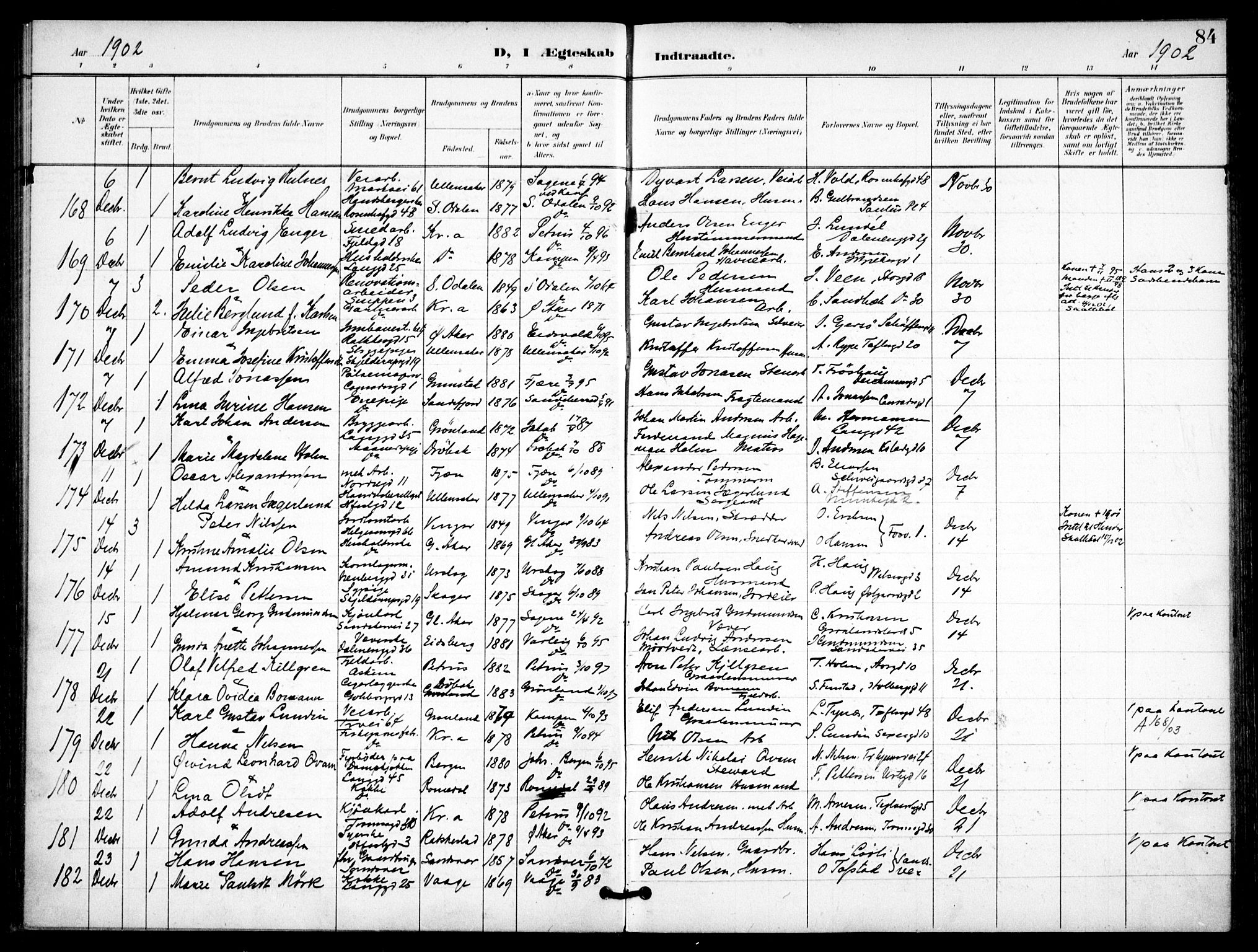 Petrus prestekontor Kirkebøker, AV/SAO-A-10872/F/Fa/L0009: Ministerialbok nr. I 9, 1897-1911, s. 84