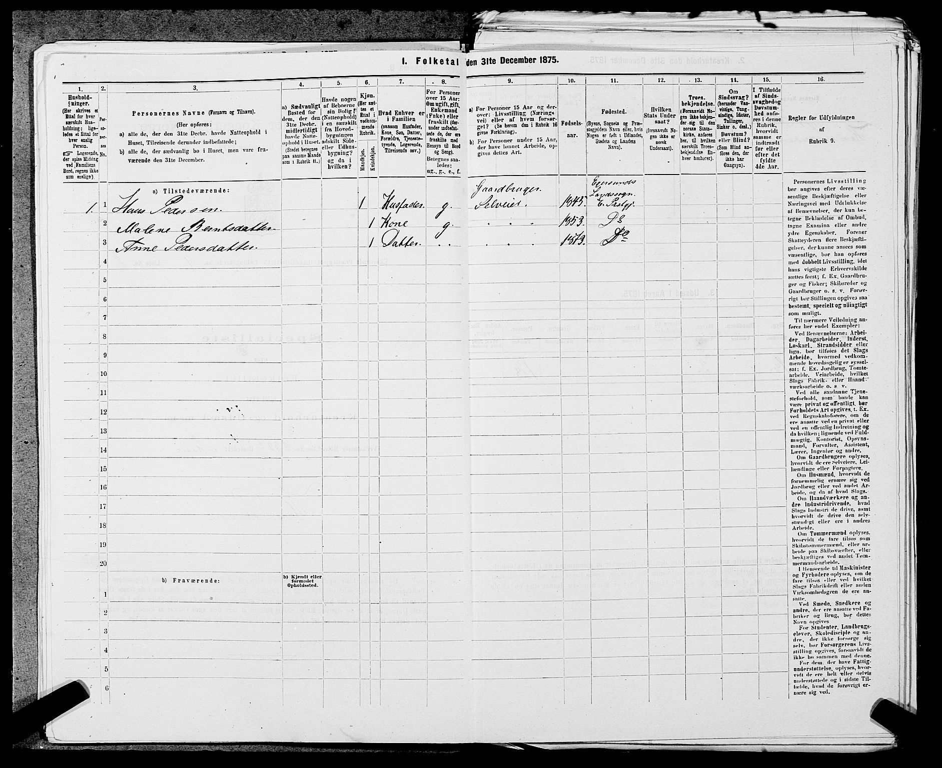 SAST, Folketelling 1875 for 1116L Eigersund prestegjeld, Eigersund landsokn og Ogna sokn, 1875, s. 410