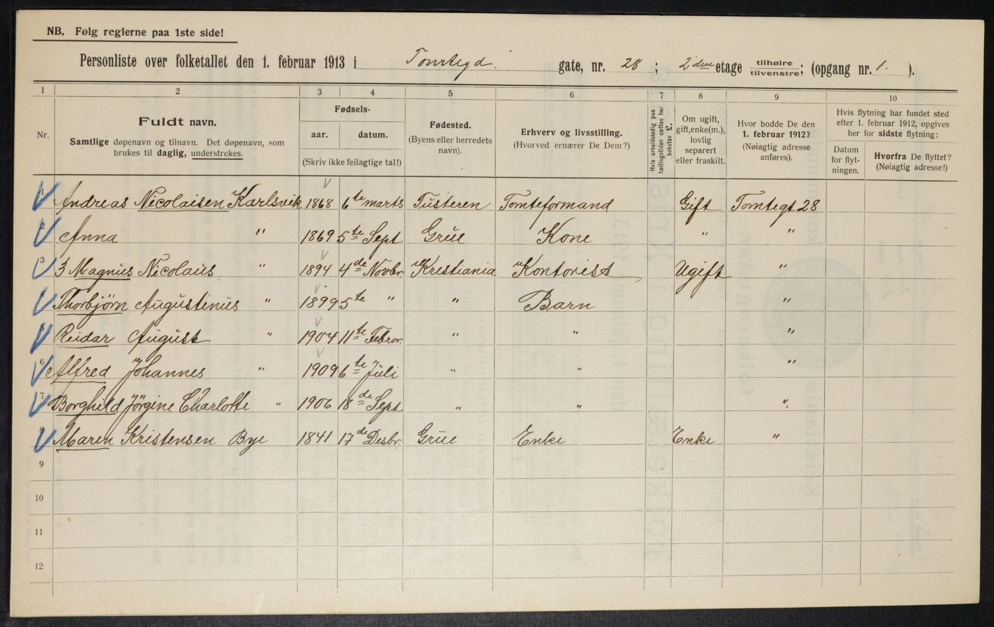 OBA, Kommunal folketelling 1.2.1913 for Kristiania, 1913, s. 113697