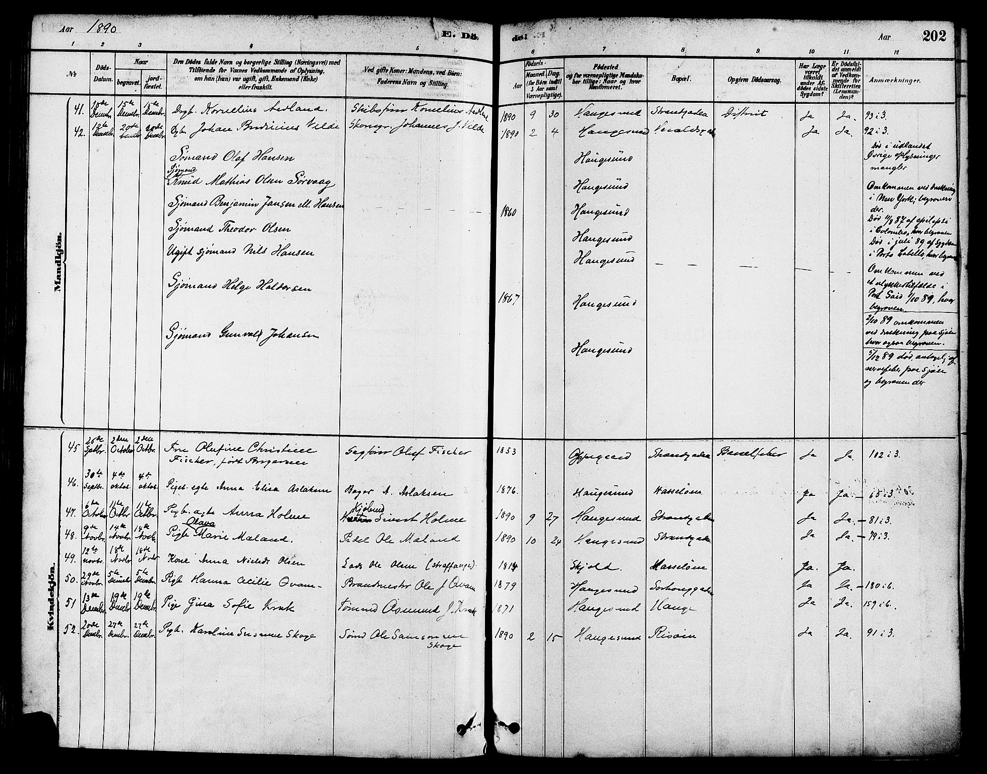 Haugesund sokneprestkontor, SAST/A -101863/H/Ha/Haa/L0003: Ministerialbok nr. A 3, 1885-1890, s. 202