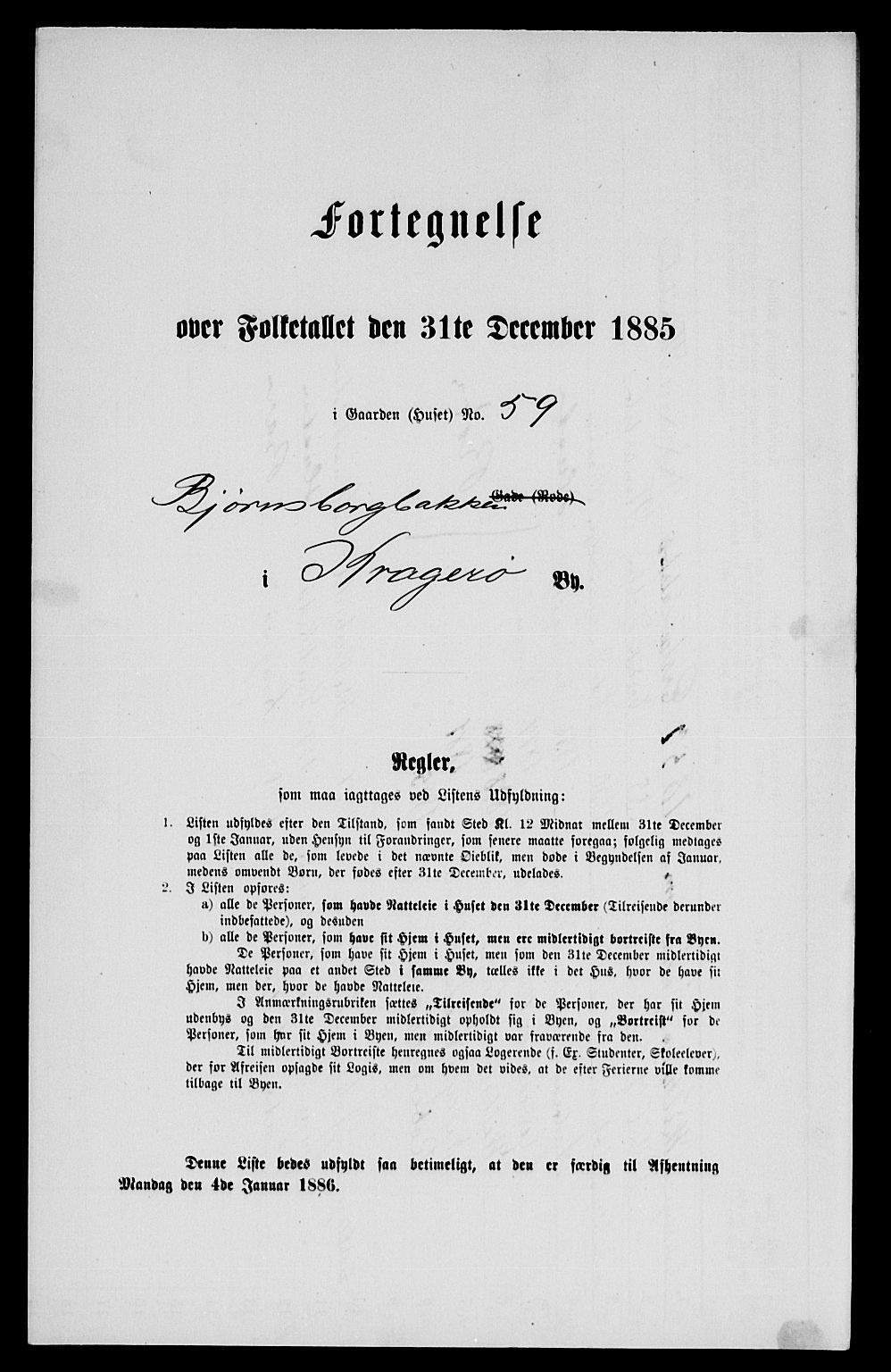 SAKO, Folketelling 1885 for 0801 Kragerø kjøpstad, 1885, s. 1000