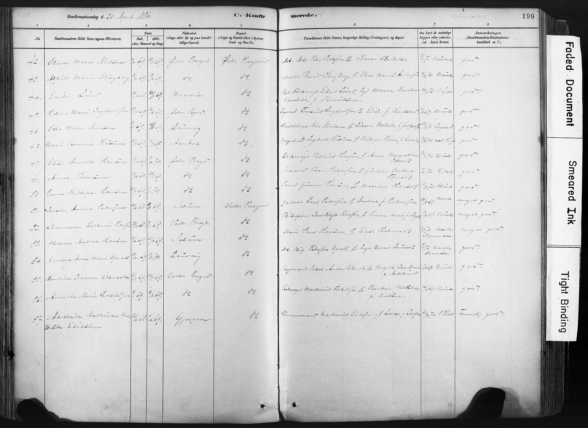 Porsgrunn kirkebøker , AV/SAKO-A-104/F/Fa/L0008: Ministerialbok nr. 8, 1878-1895, s. 199