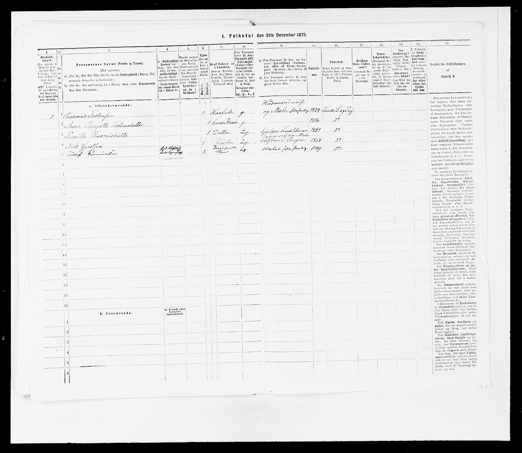 SAB, Folketelling 1875 for 1432P Førde prestegjeld, 1875, s. 476