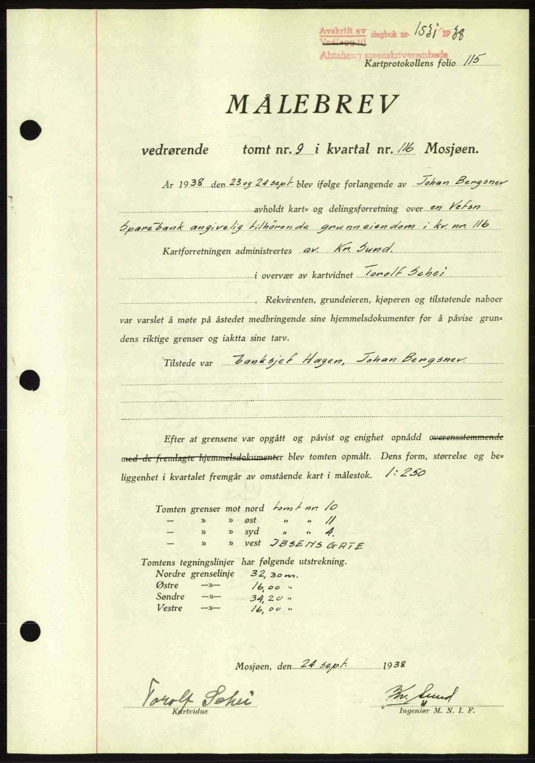 Alstahaug sorenskriveri, SAT/A-1009: Pantebok nr. A3, 1937-1938, Dagboknr: 1531/1938
