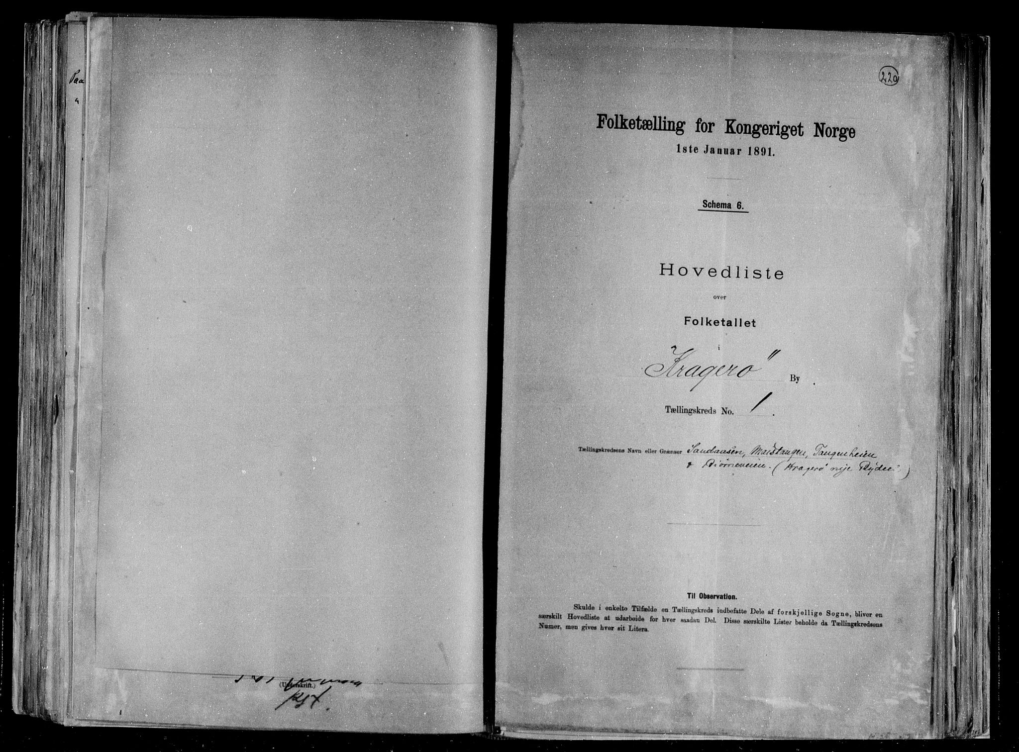 RA, Folketelling 1891 for 0801 Kragerø kjøpstad, 1891, s. 5