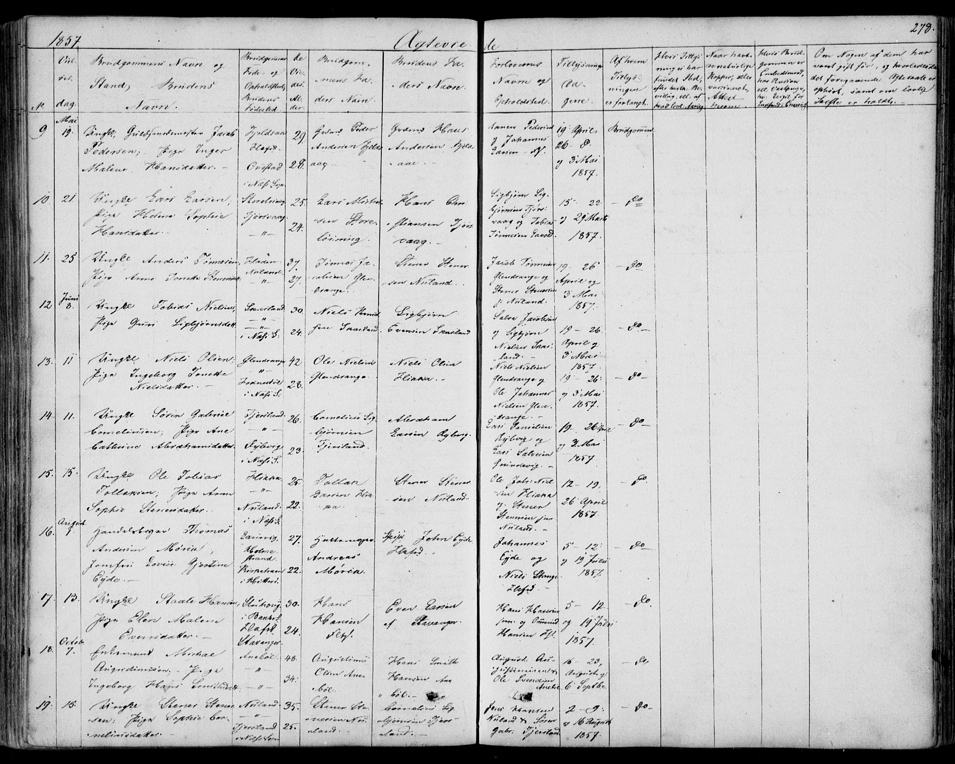 Flekkefjord sokneprestkontor, AV/SAK-1111-0012/F/Fb/Fbc/L0005: Klokkerbok nr. B 5, 1846-1866, s. 278