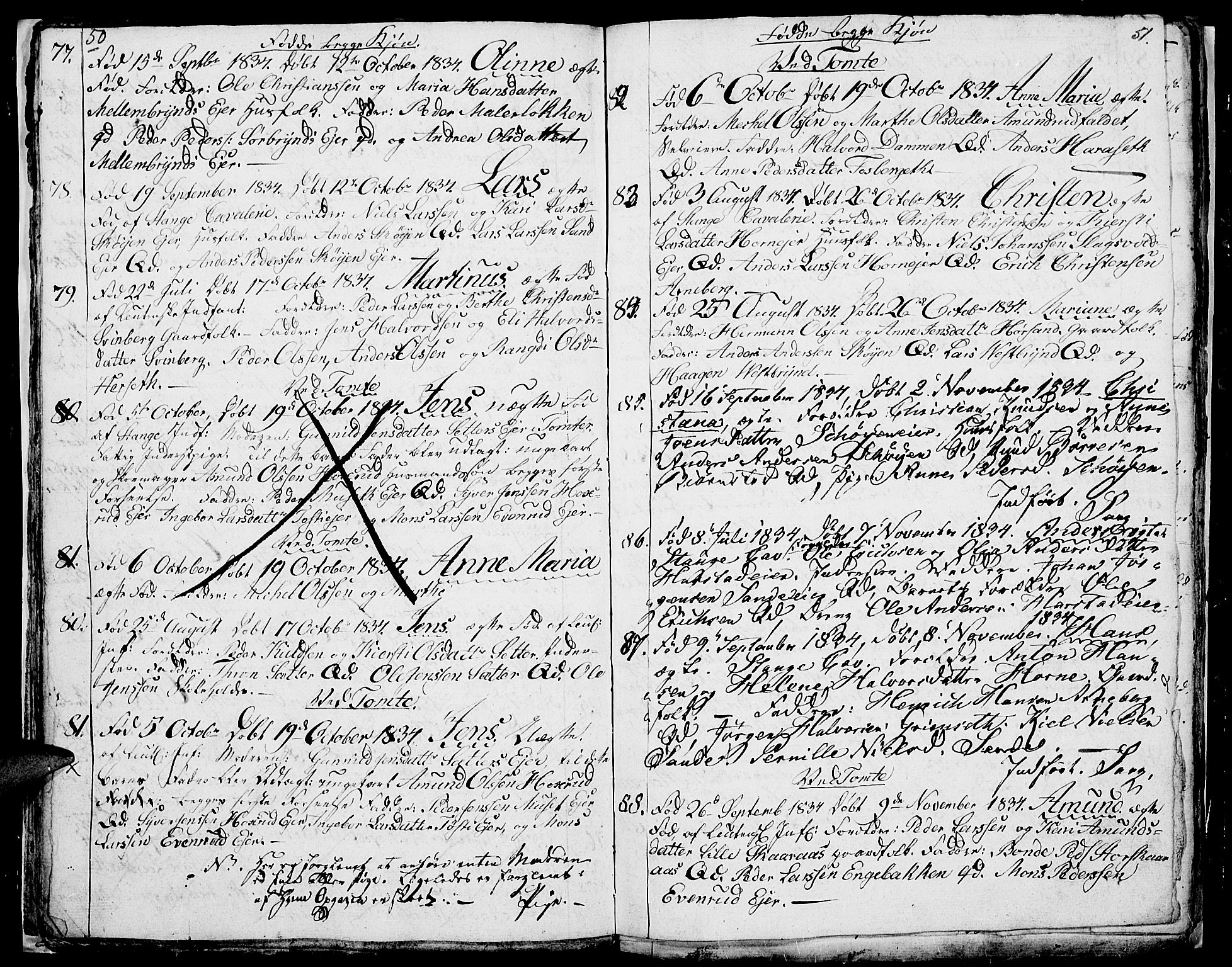 Romedal prestekontor, AV/SAH-PREST-004/L/L0007: Klokkerbok nr. 7, 1831-1837, s. 50-51