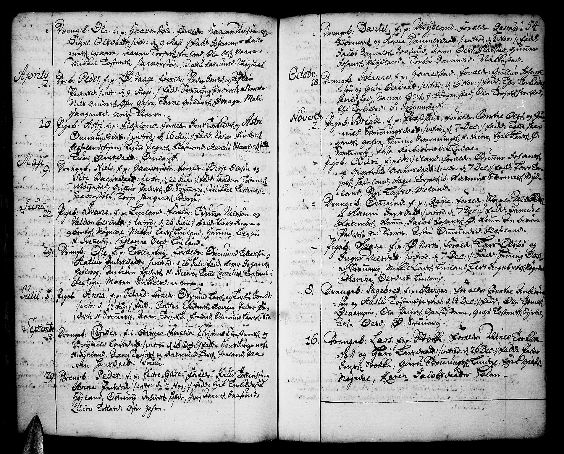 Sør-Audnedal sokneprestkontor, AV/SAK-1111-0039/F/Fa/Fab/L0001: Ministerialbok nr. A 1 /2, 1726-1769, s. 154