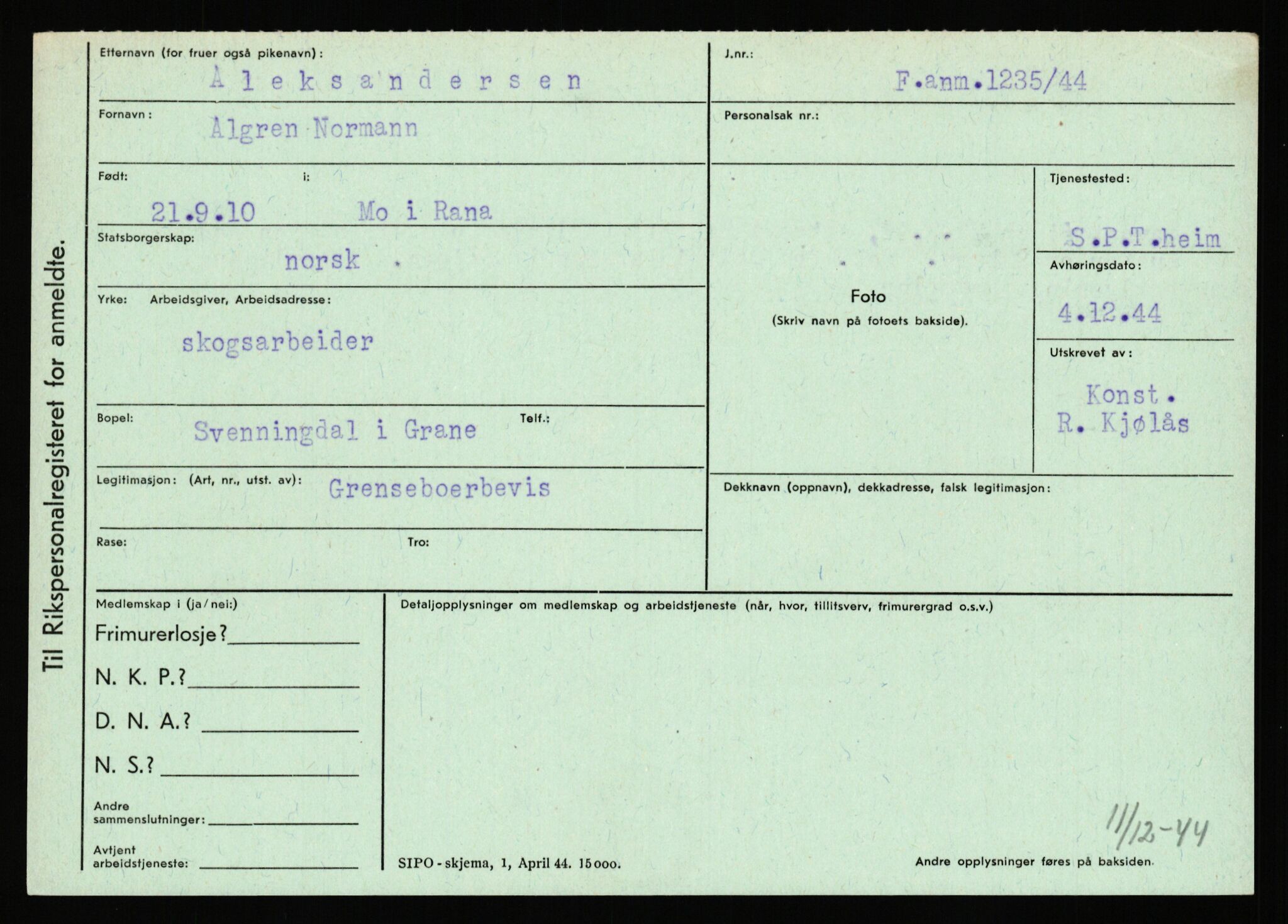 Statspolitiet - Hovedkontoret / Osloavdelingen, AV/RA-S-1329/C/Ca/L0001: Aabakken - Armann, 1943-1945, s. 1349