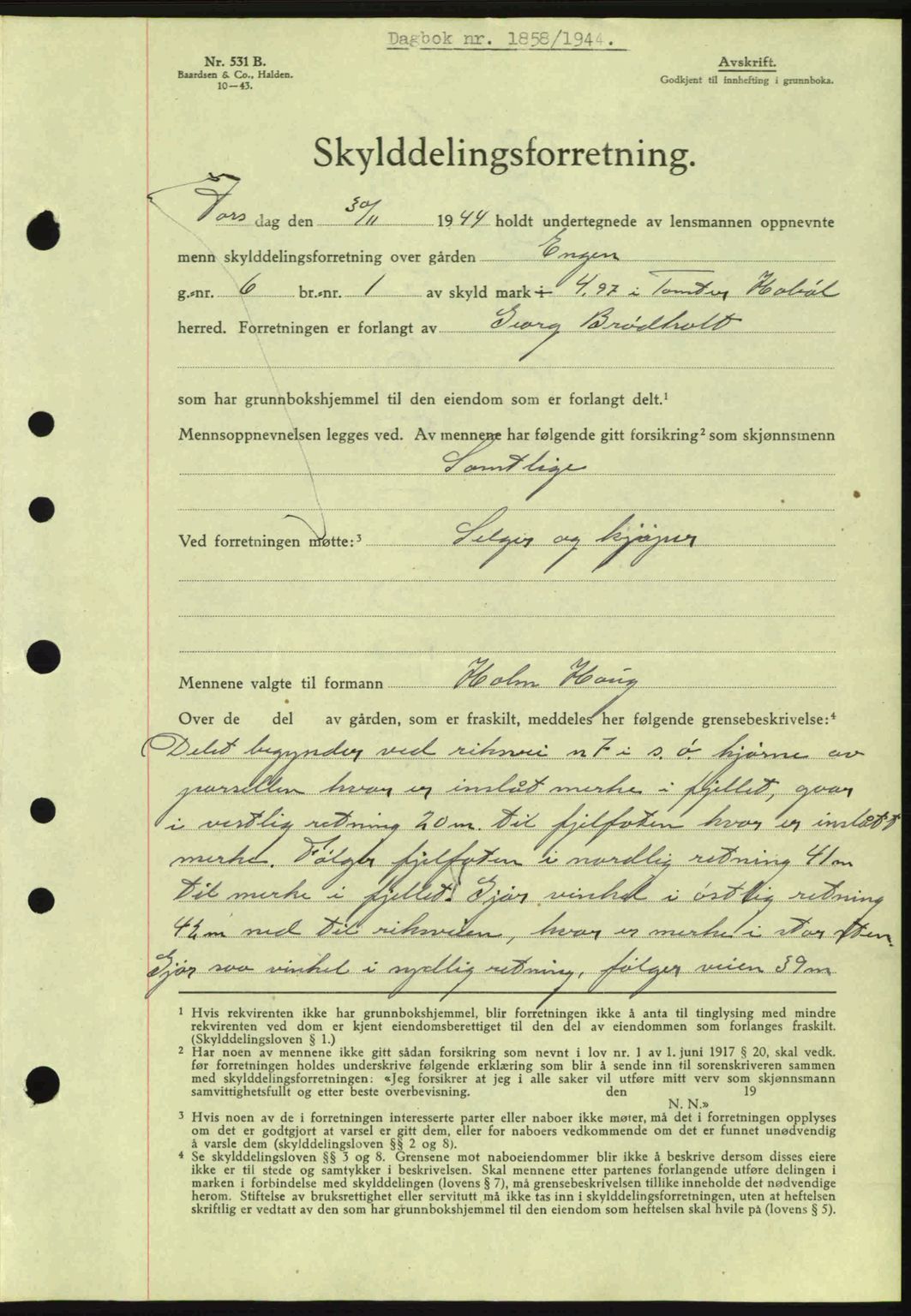 Moss sorenskriveri, SAO/A-10168: Pantebok nr. A13, 1944-1945, Dagboknr: 1858/1944