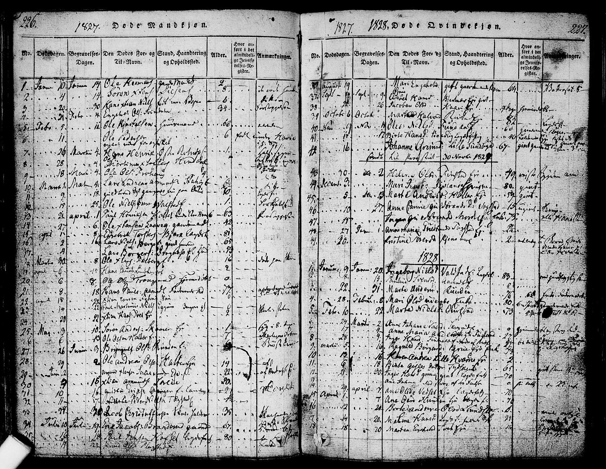 Nes prestekontor Kirkebøker, AV/SAO-A-10410/F/Fa/L0005: Ministerialbok nr. I 5, 1815-1835, s. 226-227