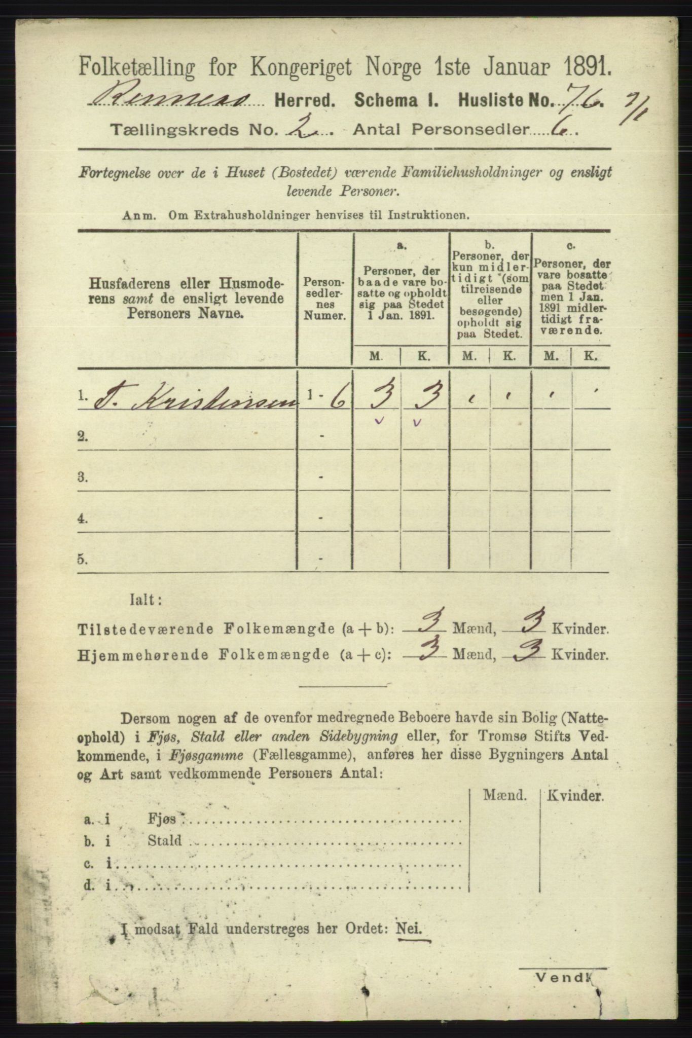 RA, Folketelling 1891 for 1142 Rennesøy herred, 1891, s. 452