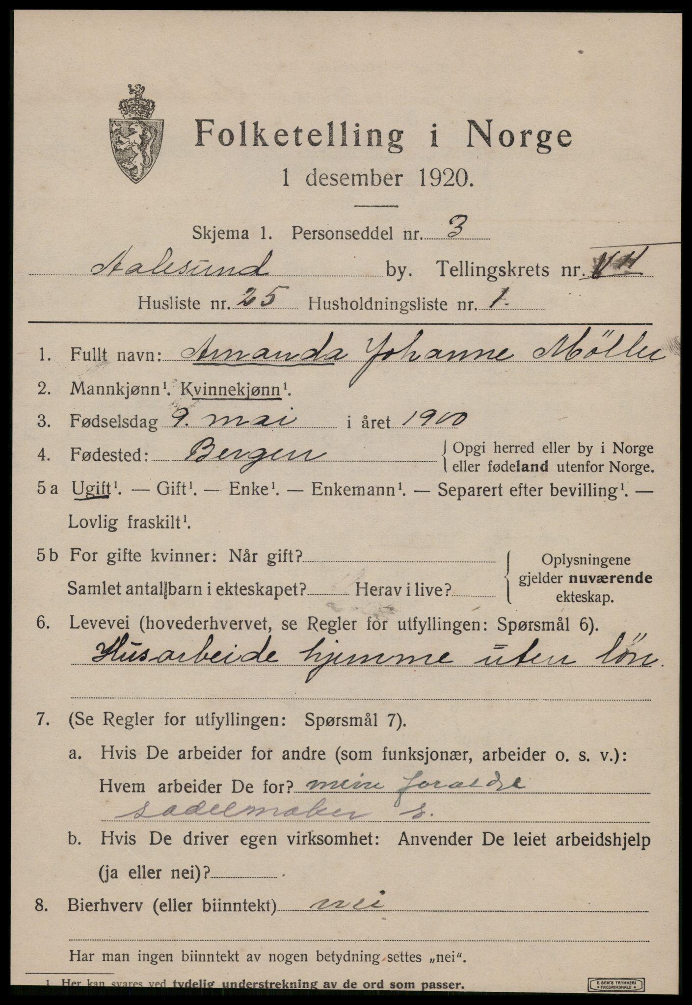 SAT, Folketelling 1920 for 1501 Ålesund kjøpstad, 1920, s. 20004