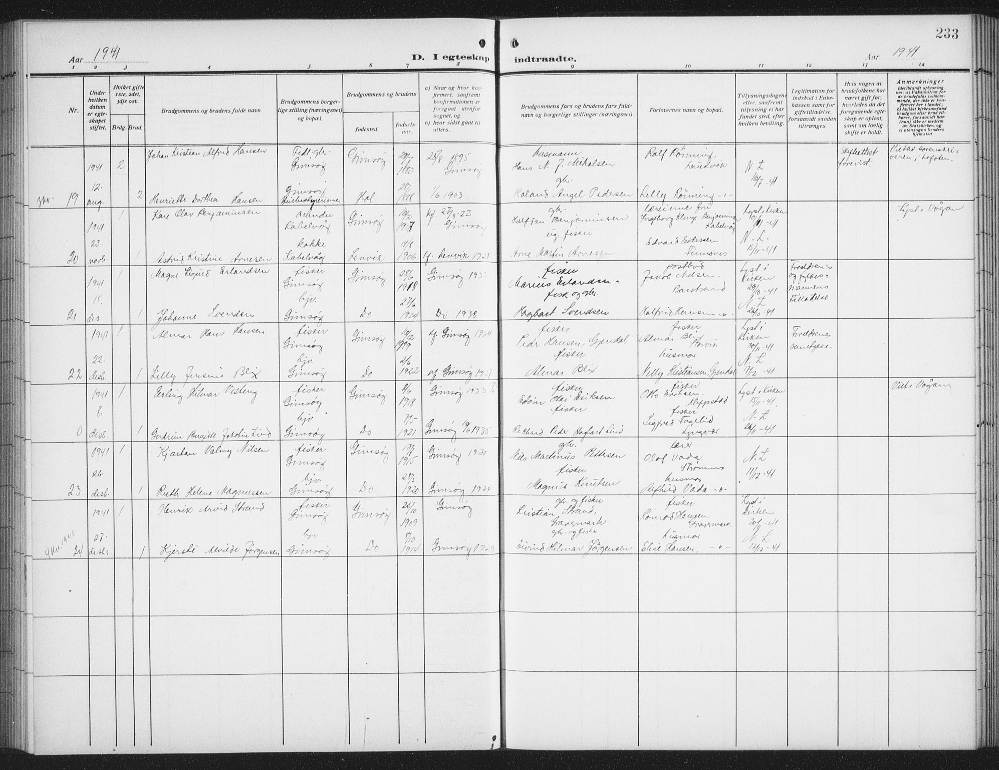 Ministerialprotokoller, klokkerbøker og fødselsregistre - Nordland, SAT/A-1459/876/L1106: Klokkerbok nr. 876C05, 1915-1942, s. 233