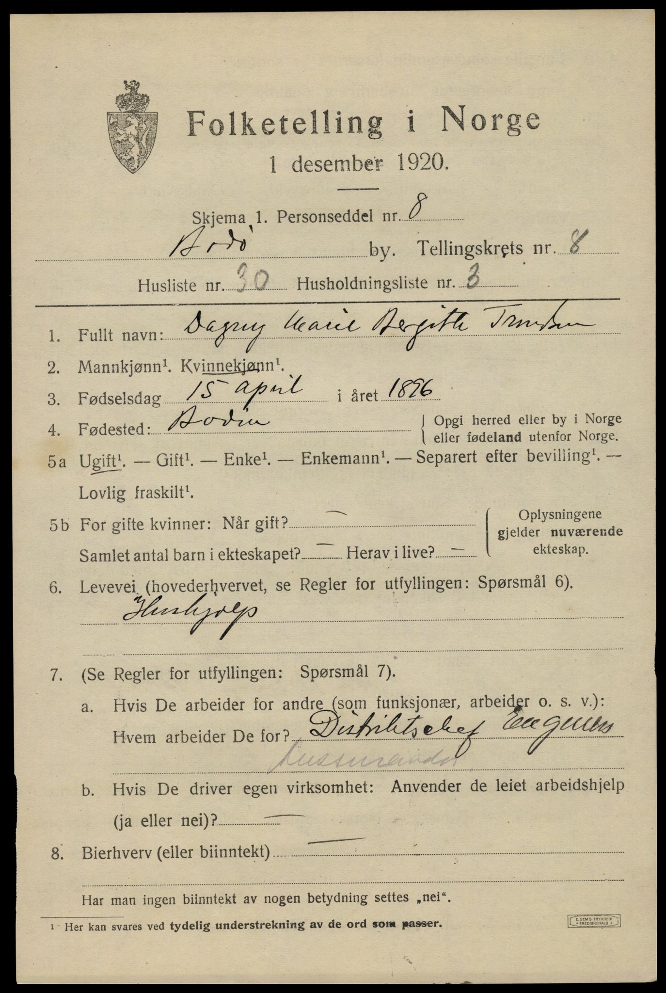 SAT, Folketelling 1920 for 1804 Bodø kjøpstad, 1920, s. 12811