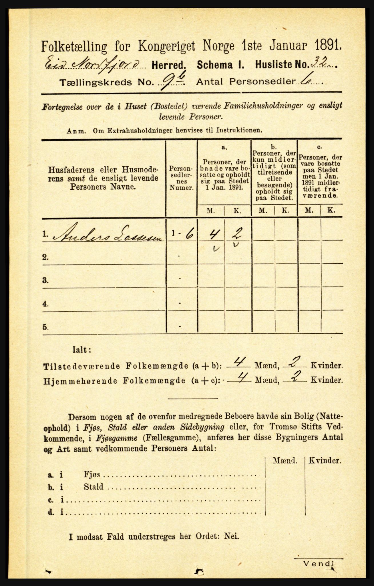 RA, Folketelling 1891 for 1443 Eid herred, 1891, s. 2474