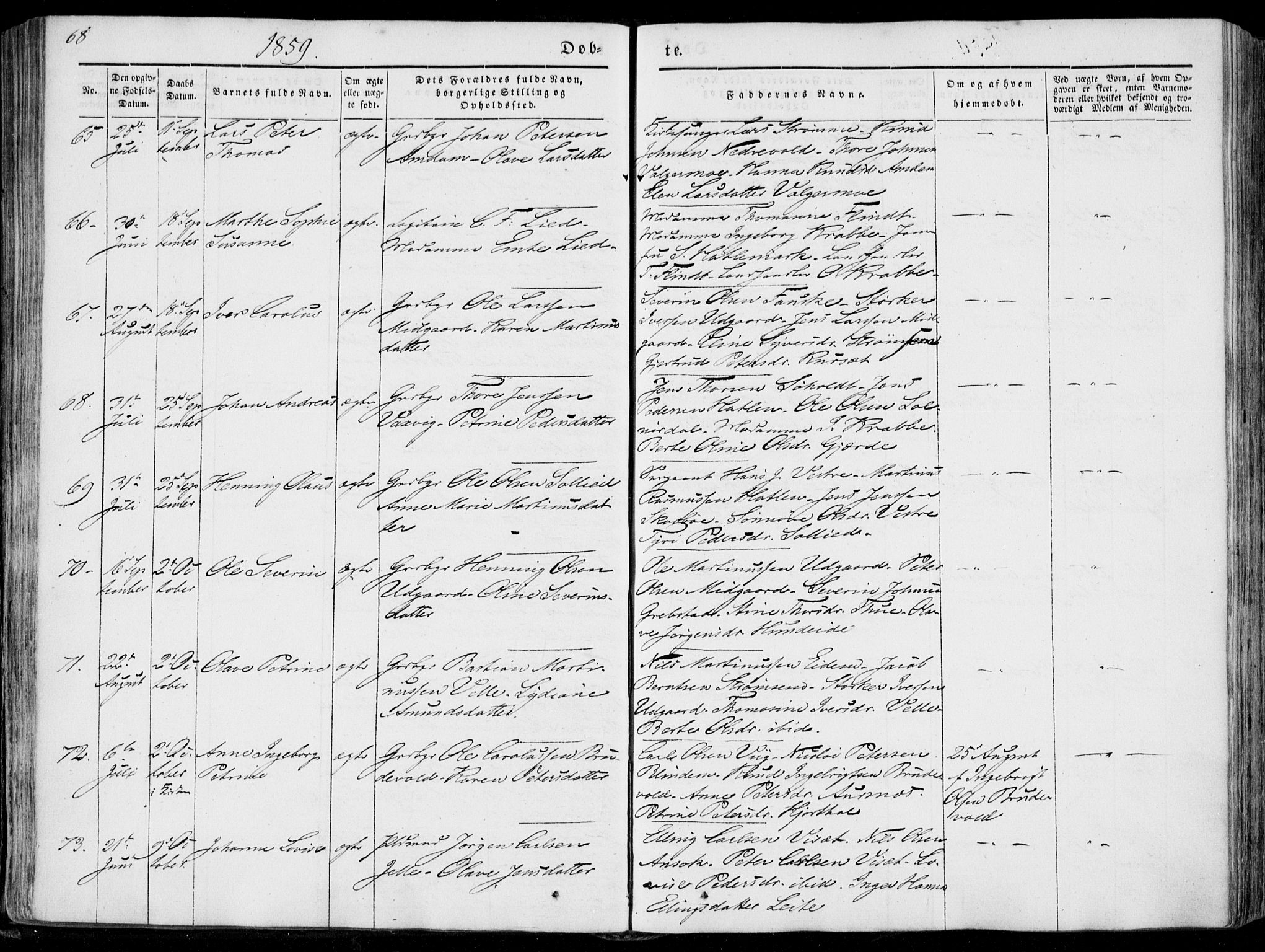 Ministerialprotokoller, klokkerbøker og fødselsregistre - Møre og Romsdal, SAT/A-1454/522/L0313: Ministerialbok nr. 522A08, 1852-1862, s. 68