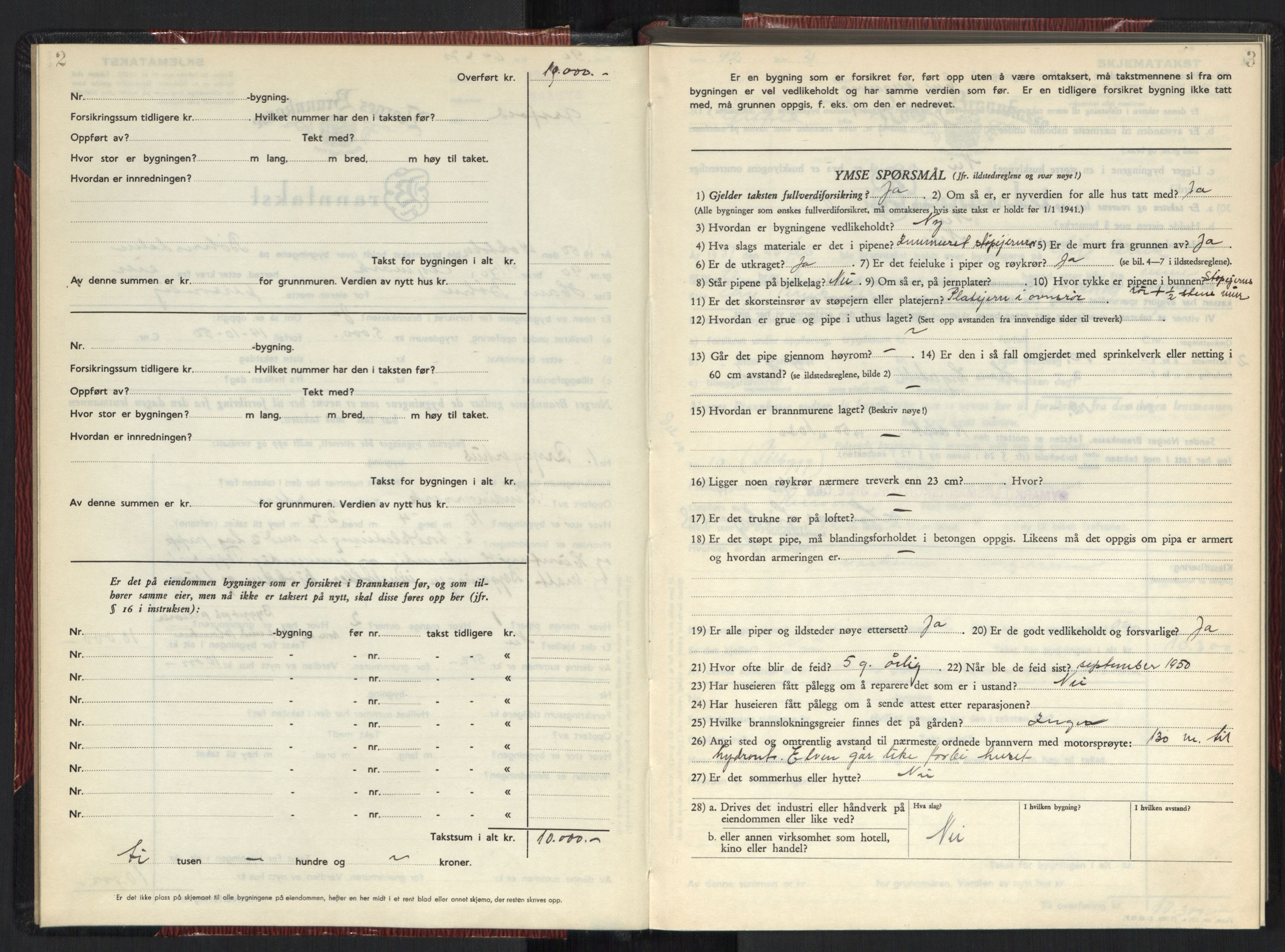 Norges brannkasse, branntakster Øymark, AV/SAO-A-11378/F/Fb/L0002: Branntakstprotokoll, 1950-1955