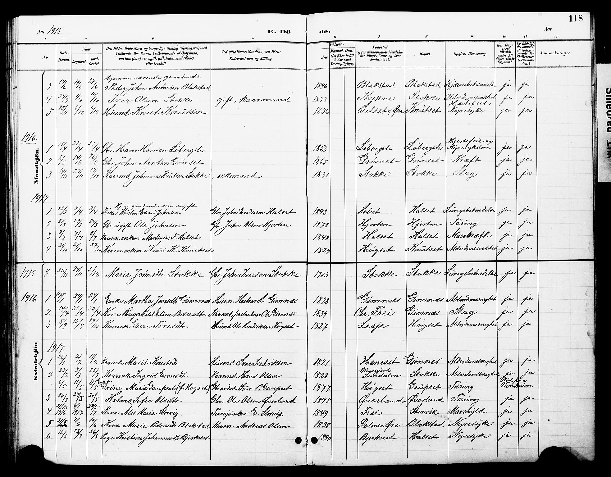 Ministerialprotokoller, klokkerbøker og fødselsregistre - Møre og Romsdal, SAT/A-1454/585/L0973: Klokkerbok nr. 585C01, 1893-1930, s. 118