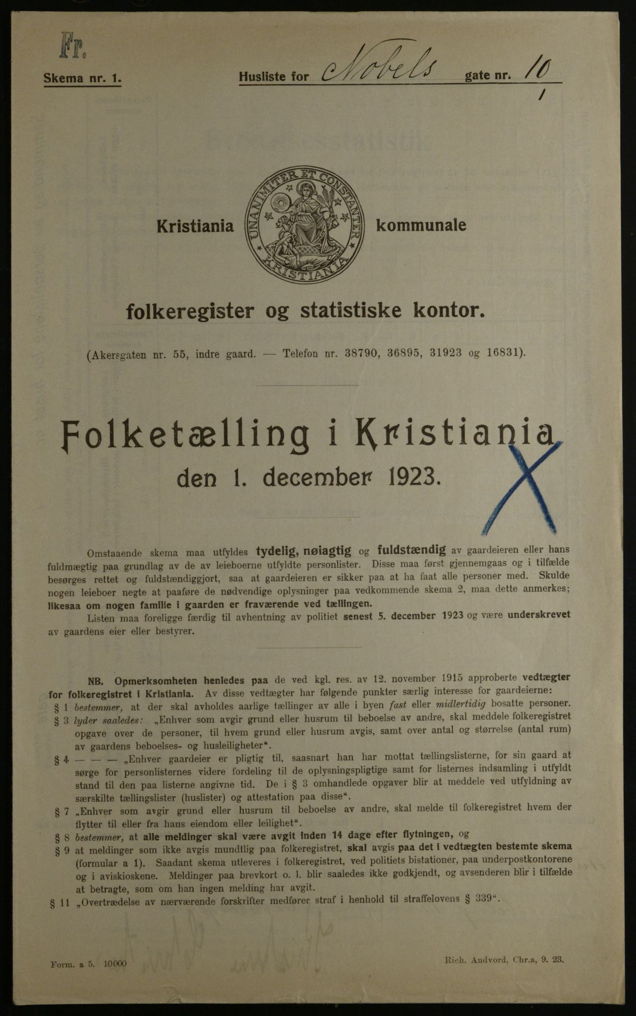 OBA, Kommunal folketelling 1.12.1923 for Kristiania, 1923, s. 78417