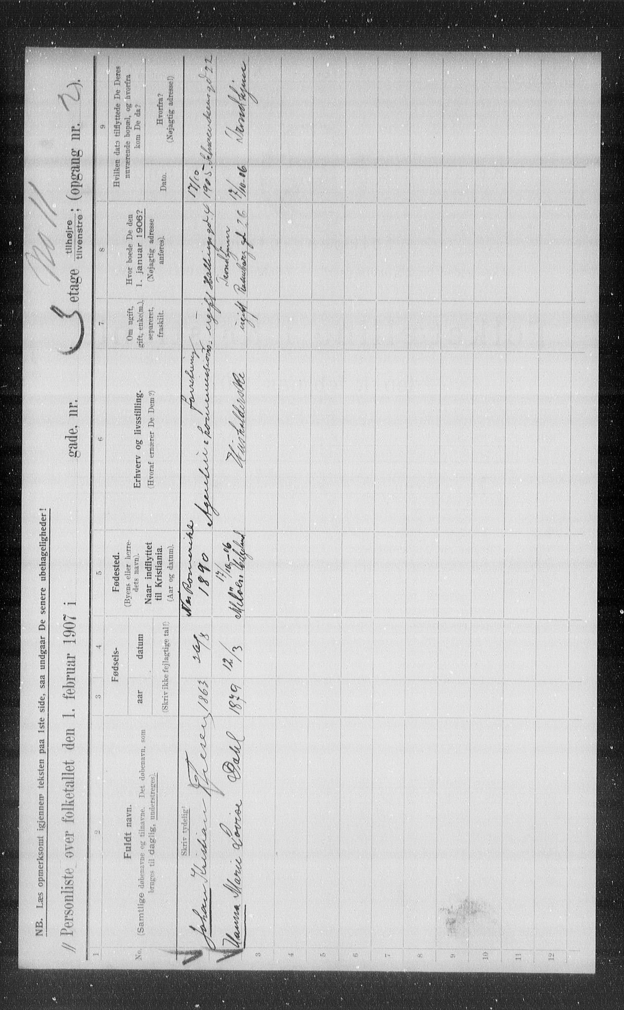 OBA, Kommunal folketelling 1.2.1907 for Kristiania kjøpstad, 1907, s. 17510