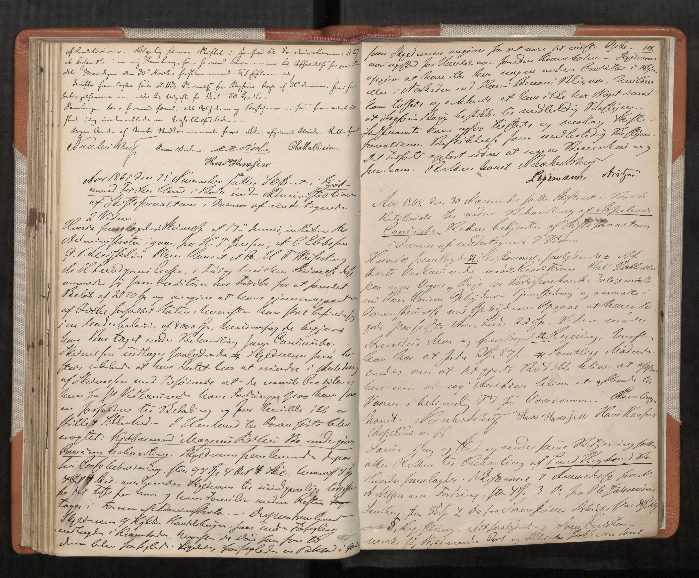 Salten sorenskriveri, AV/SAT-A-4578/1/3/3B/L0003: Skiftebehandlingsprotokoll, 1865-1873, s. 104