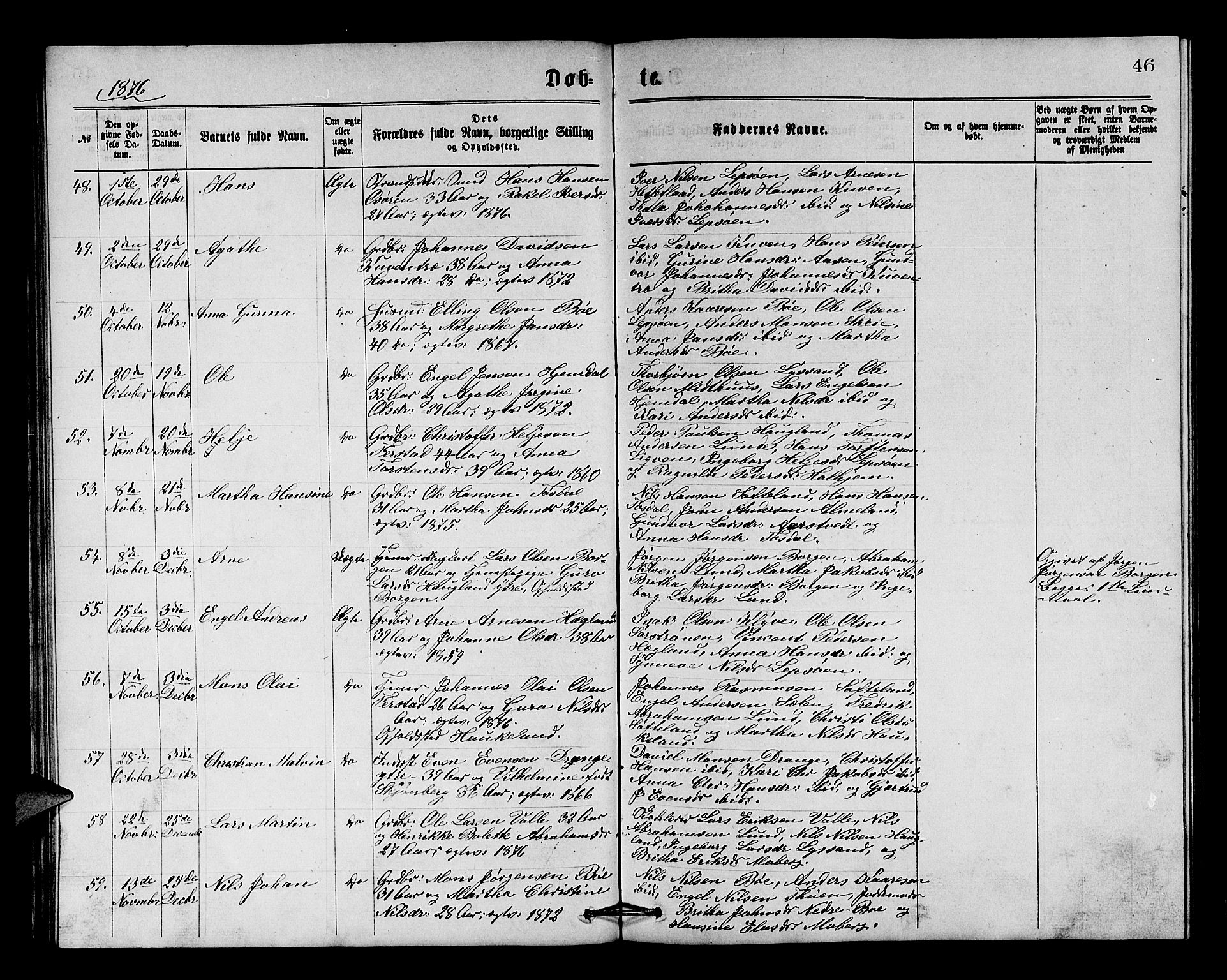 Os sokneprestembete, AV/SAB-A-99929: Klokkerbok nr. A 1, 1869-1879, s. 46