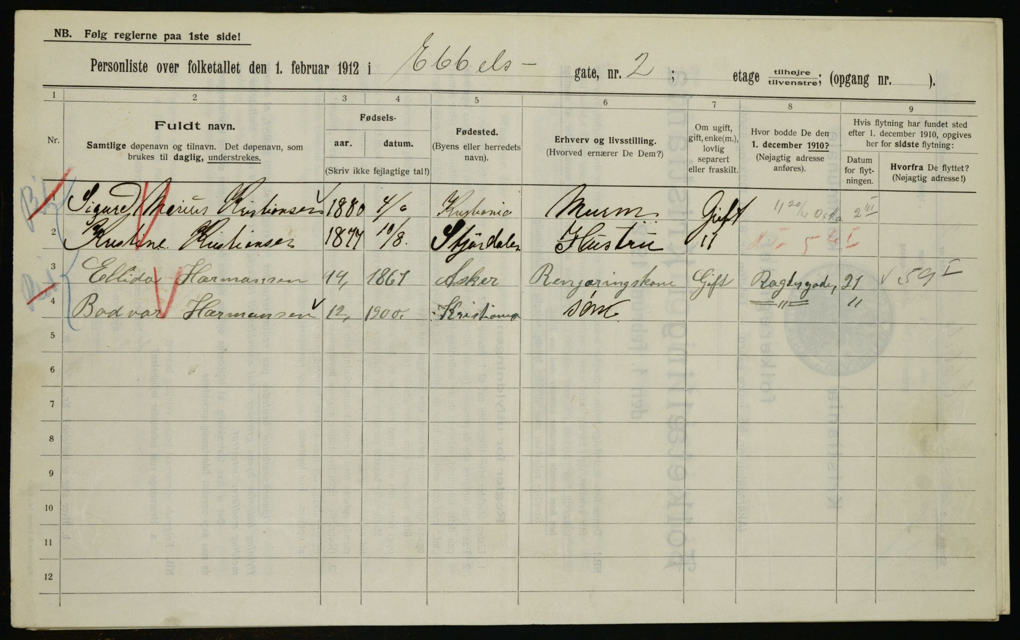 OBA, Kommunal folketelling 1.2.1912 for Kristiania, 1912, s. 17992