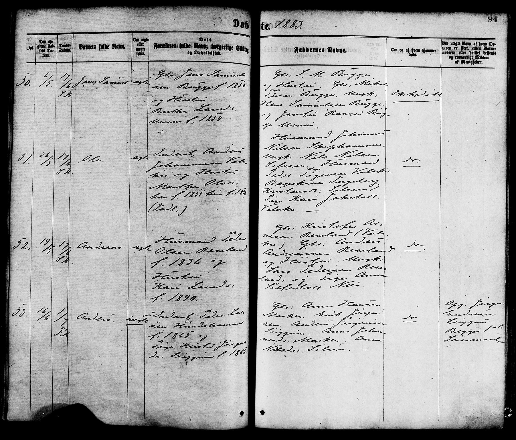 Hafslo sokneprestembete, AV/SAB-A-80301/H/Haa/Haaa/L0011: Ministerialbok nr. A 11, 1873-1886, s. 94