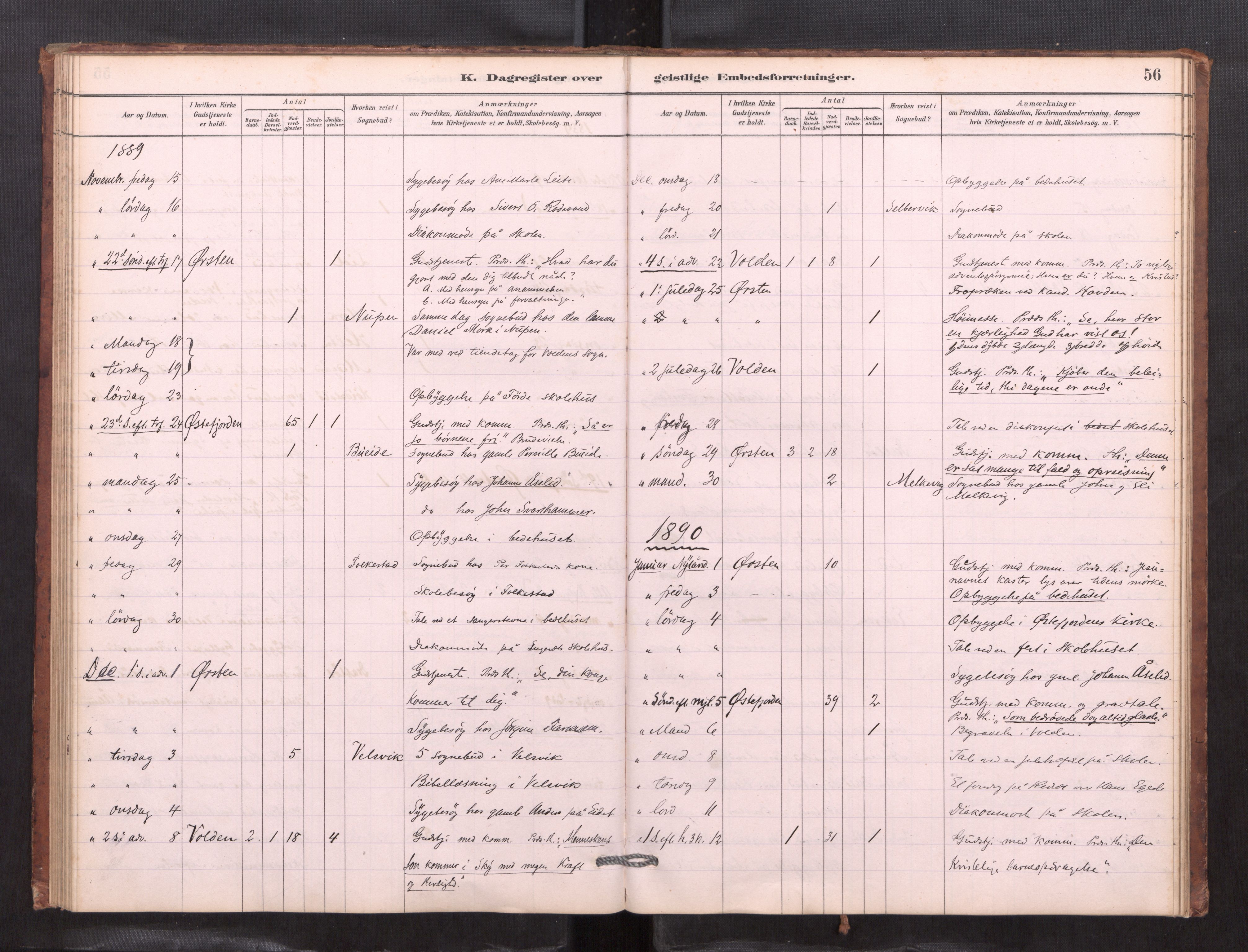 Ministerialprotokoller, klokkerbøker og fødselsregistre - Møre og Romsdal, AV/SAT-A-1454/511/L0151: Dagsregister nr. 511---, 1881-1896, s. 56