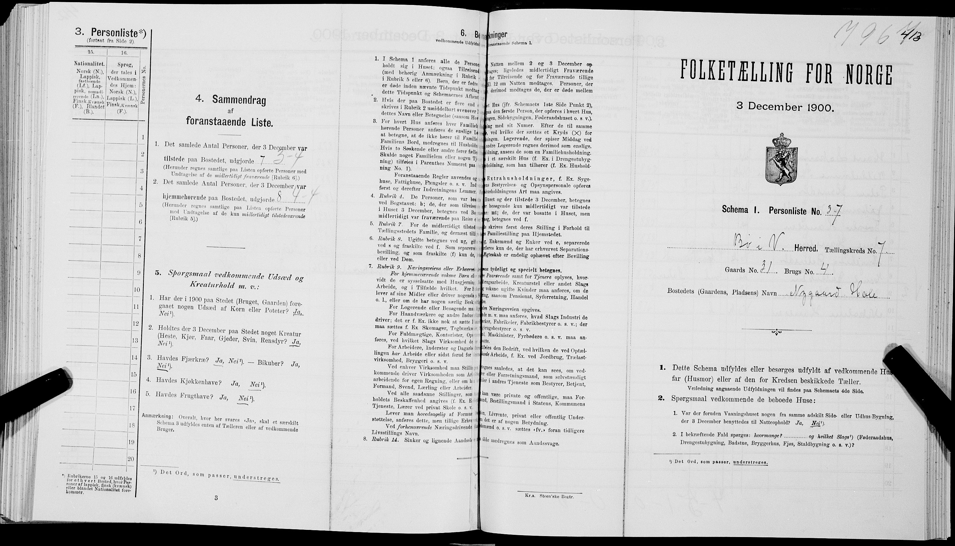 SAT, Folketelling 1900 for 1867 Bø herred, 1900, s. 824