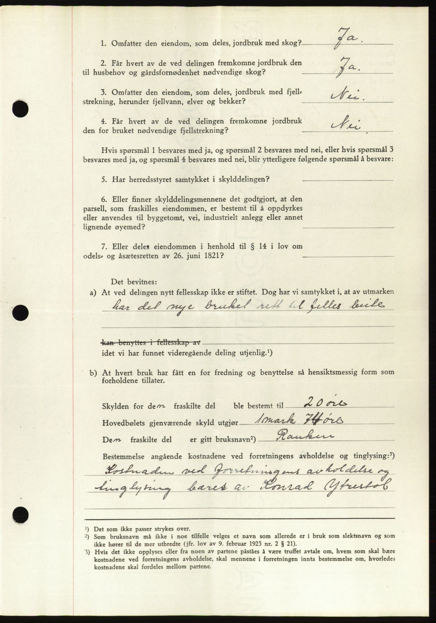 Søre Sunnmøre sorenskriveri, AV/SAT-A-4122/1/2/2C/L0077: Pantebok nr. 3A, 1945-1946, Dagboknr: 409/1945