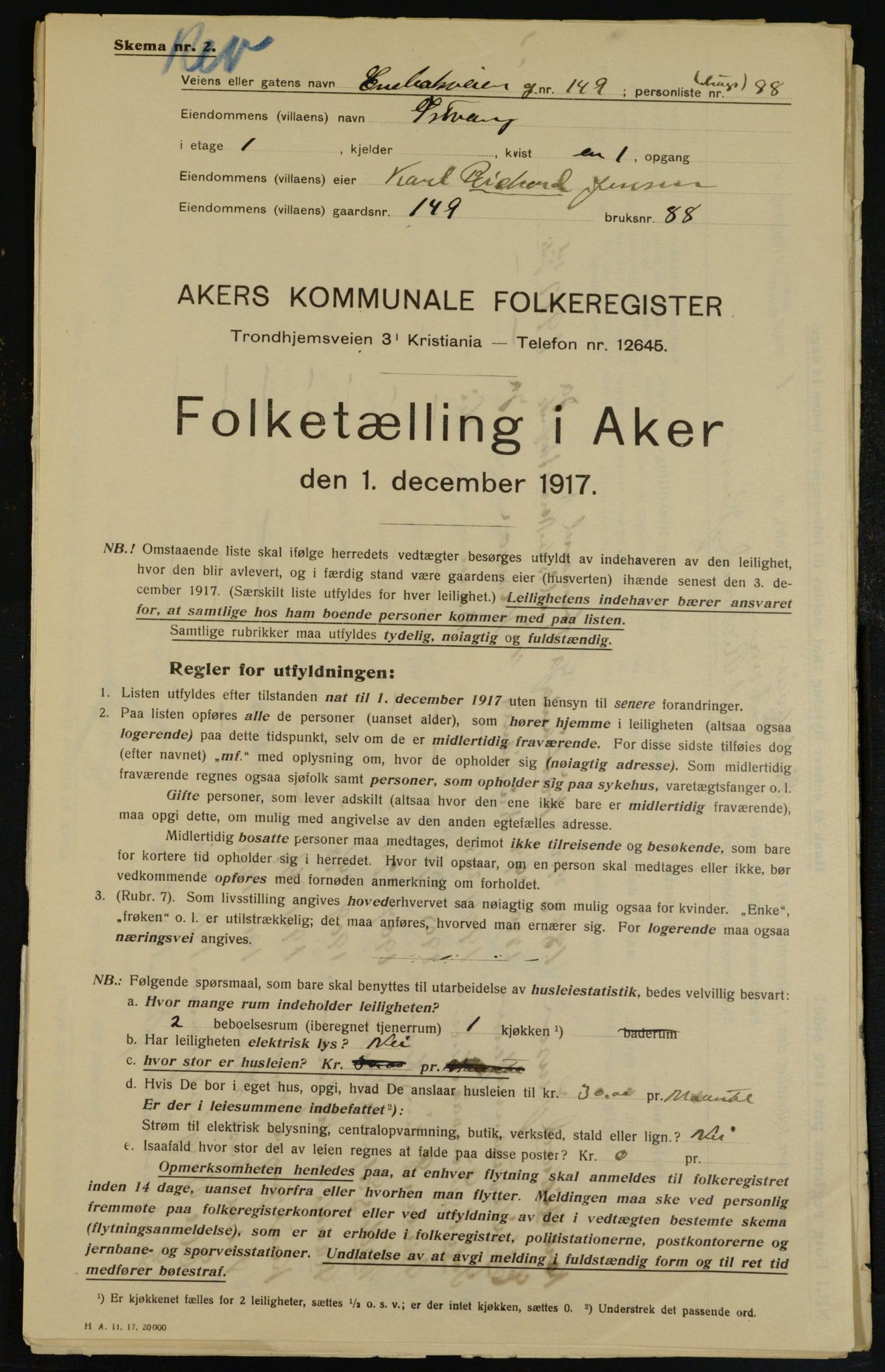 OBA, Kommunal folketelling 1.12.1917 for Aker, 1917, s. 22934