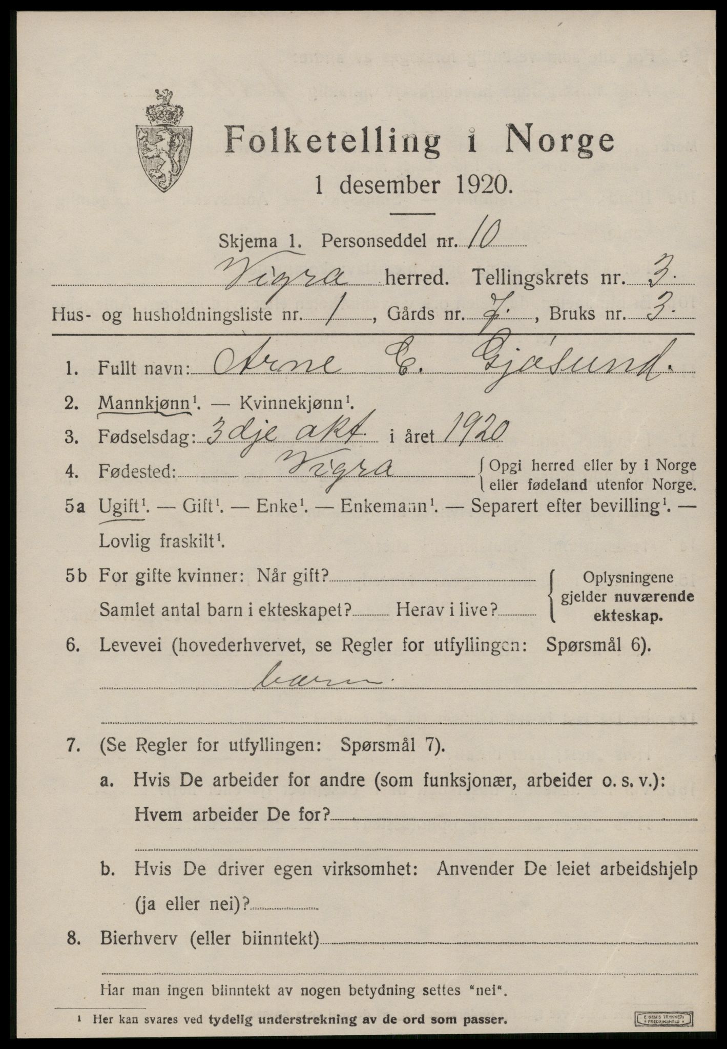 SAT, Folketelling 1920 for 1533 Vigra herred, 1920, s. 1268