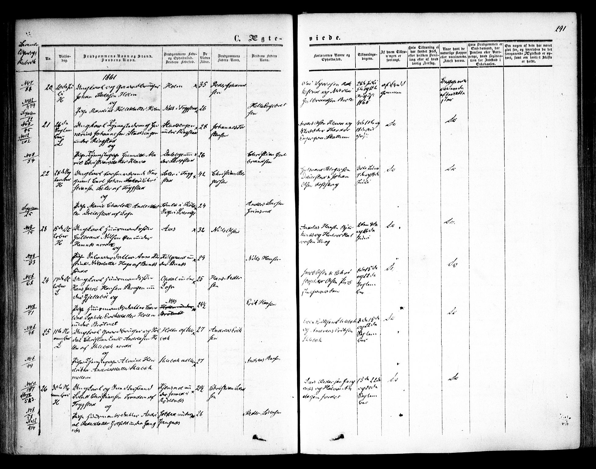 Høland prestekontor Kirkebøker, AV/SAO-A-10346a/F/Fa/L0010: Ministerialbok nr. I 10, 1854-1861, s. 291