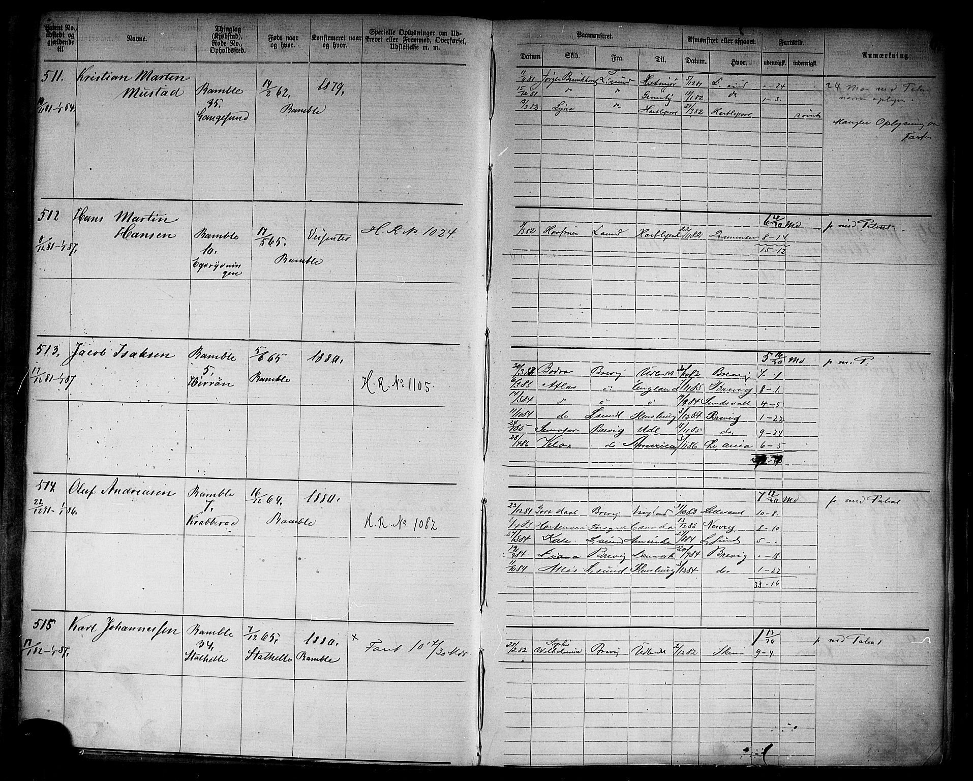 Langesund innrulleringskontor, AV/SAKO-A-831/F/Fb/L0004: Annotasjonsrulle, 1880-1911, s. 8