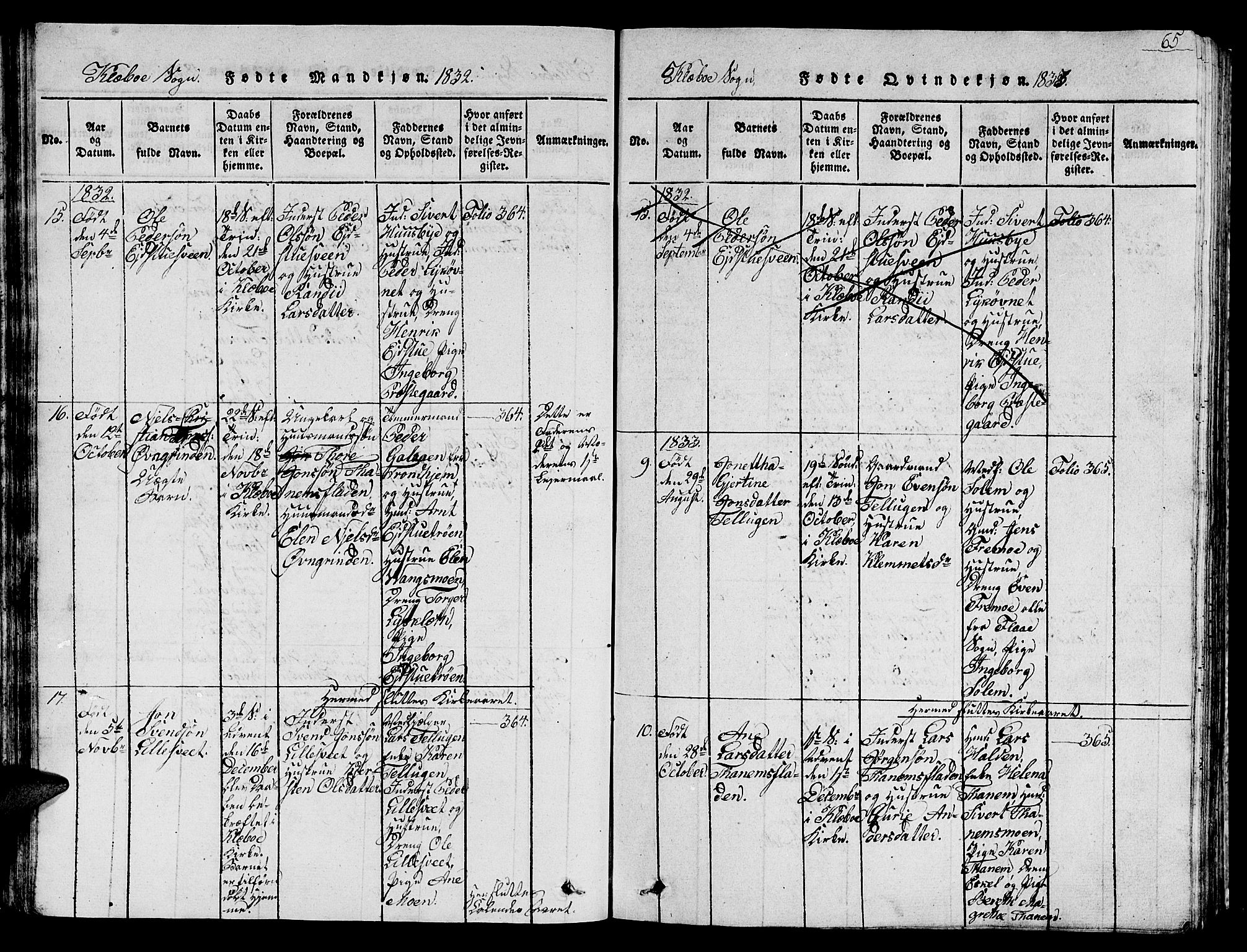 Ministerialprotokoller, klokkerbøker og fødselsregistre - Sør-Trøndelag, AV/SAT-A-1456/618/L0450: Klokkerbok nr. 618C01, 1816-1865, s. 65