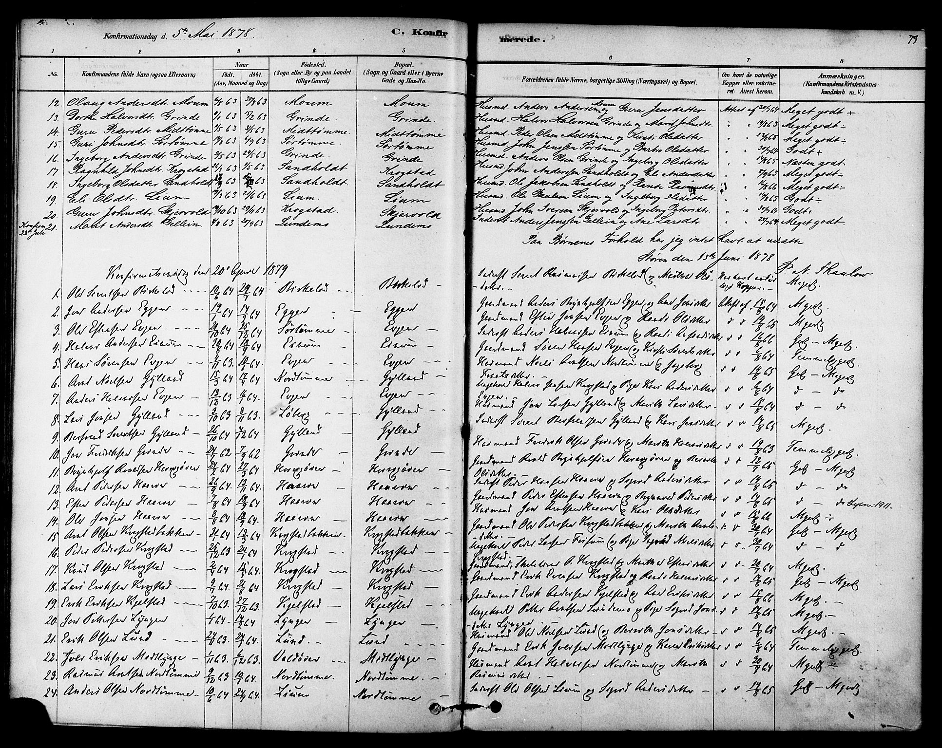 Ministerialprotokoller, klokkerbøker og fødselsregistre - Sør-Trøndelag, AV/SAT-A-1456/692/L1105: Ministerialbok nr. 692A05, 1878-1890, s. 73