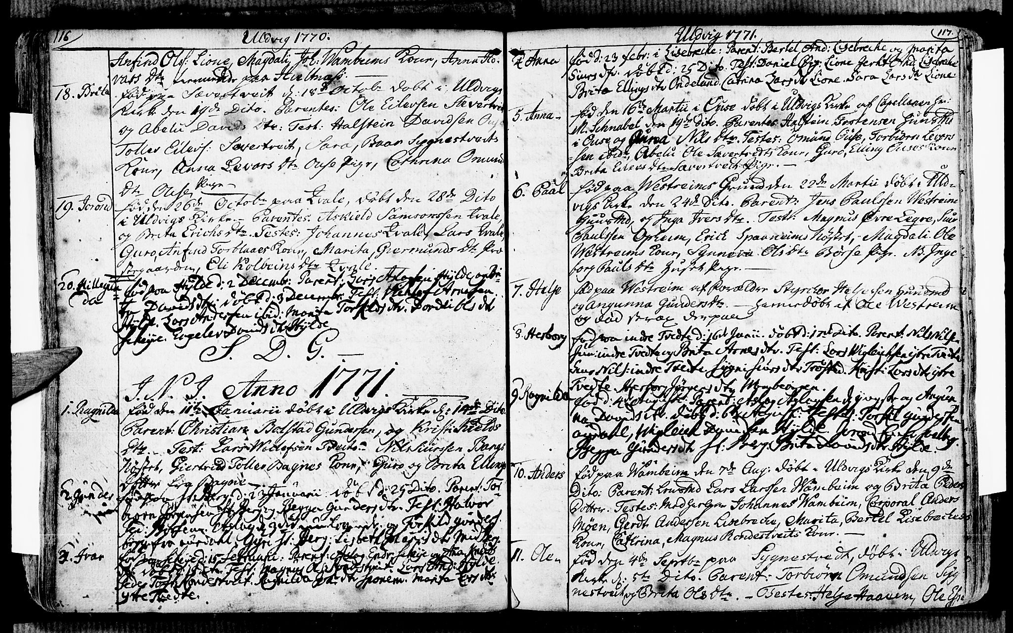Ulvik sokneprestembete, SAB/A-78801/H/Haa: Ministerialbok nr. A 7, 1761-1792, s. 116-117