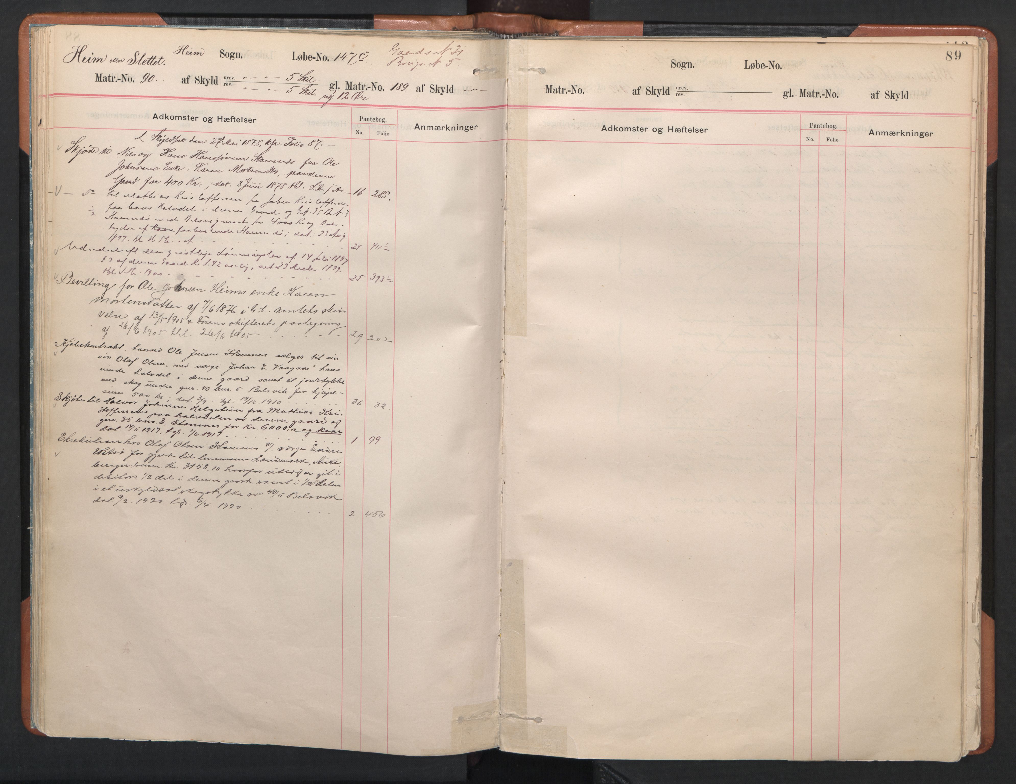 Hitra sorenskriveri, AV/SAT-A-0018/2/2A/L0024: Panteregister nr. 24, s. 89