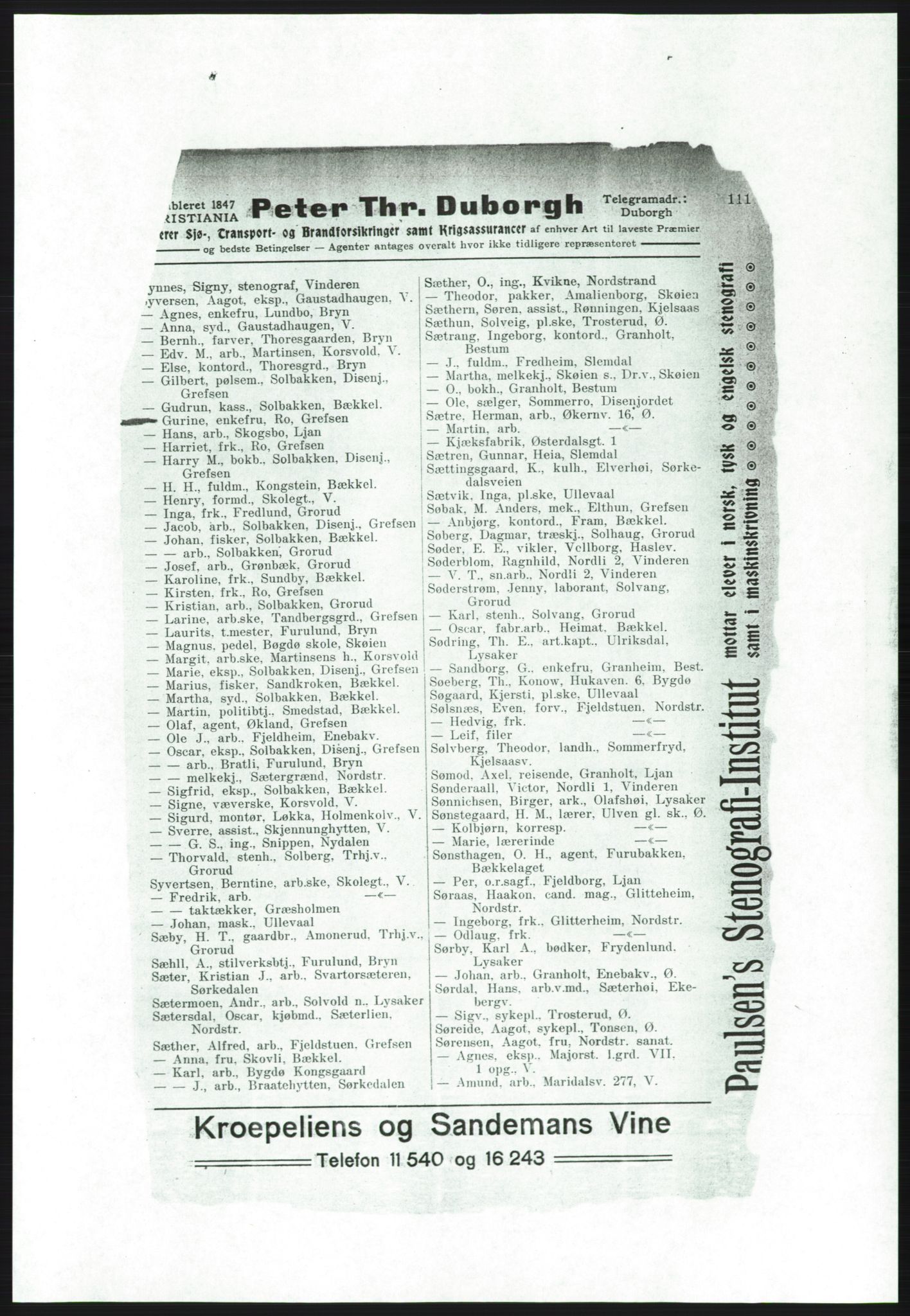 Aker adressebok/adressekalender, PUBL/001/A/001: Akers adressebok, 1916-1917, s. 111