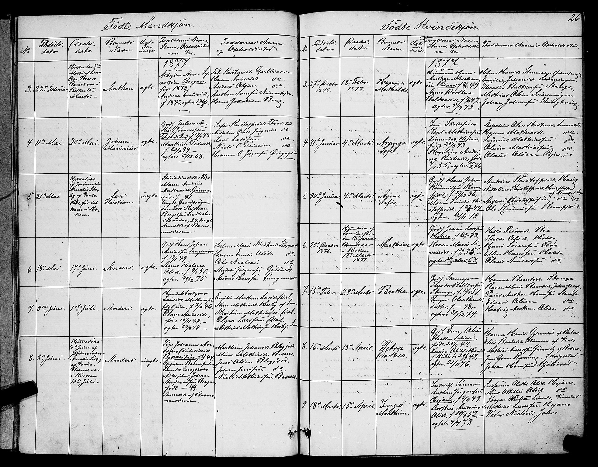 Ramnes kirkebøker, AV/SAKO-A-314/G/Ga/L0003: Klokkerbok nr. I 3, 1870-1896, s. 26